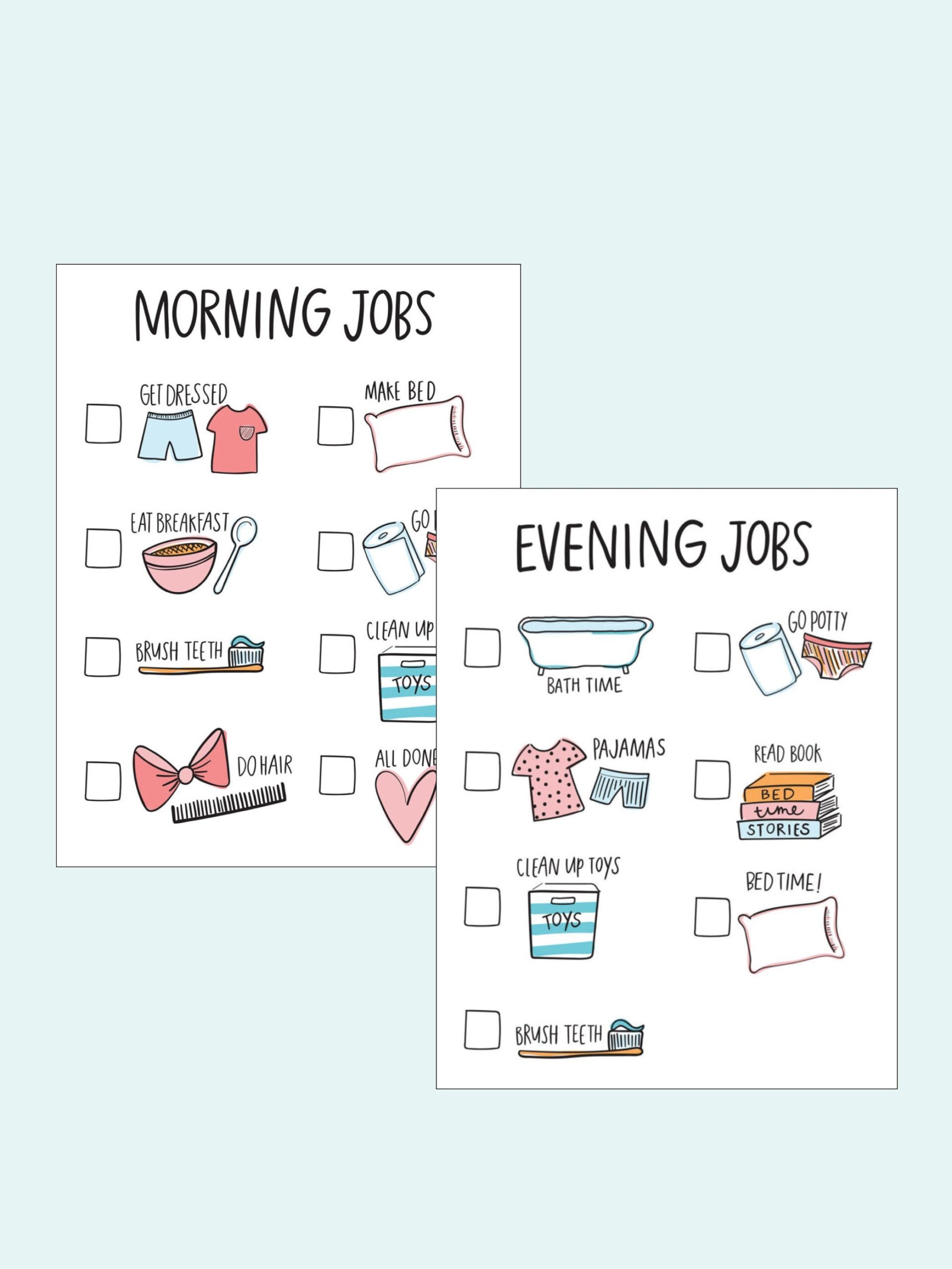 Kids Chore Chart Printable Morning And Evening AZ105 Etsy
