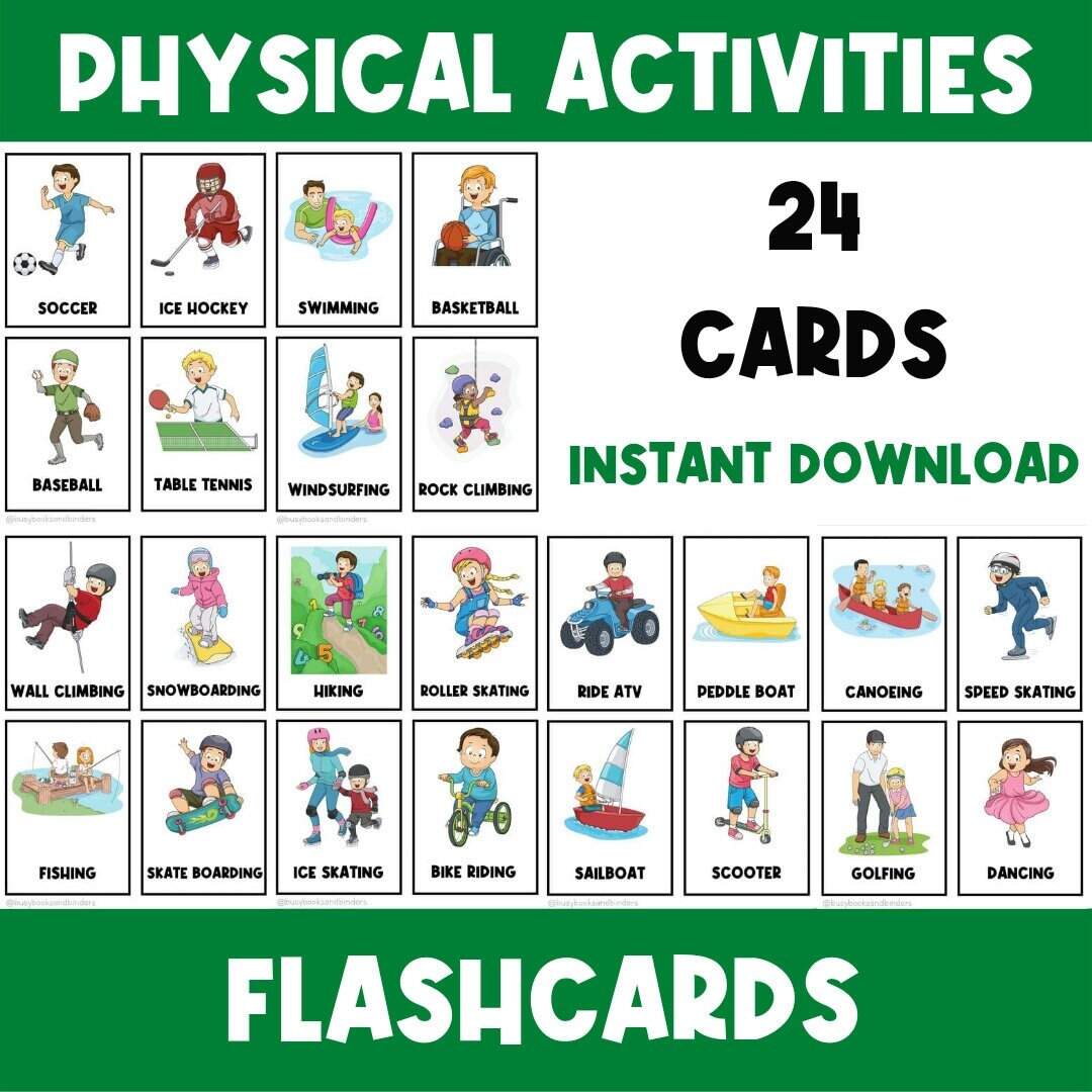 Kids Physical Exercise Flash Cards Etsy Australia