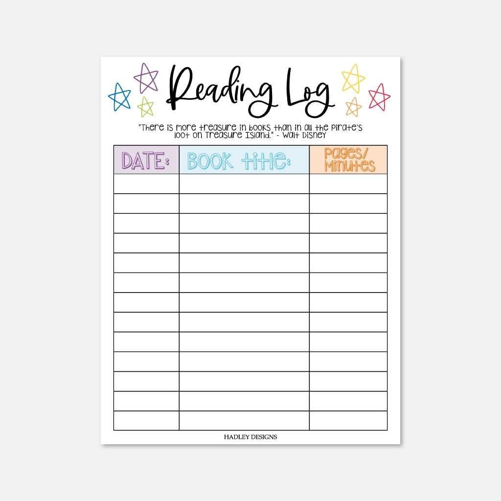 Kids Reading Log Printable Printable Reading Log For Kids Reading Log Journal Kids Printable Reading Journal For Kids Reading Incentive Etsy Denmark