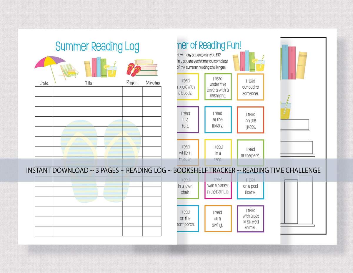 KIDS SUMMER READING Log Printables Summer Reading Log Activity Book Tracker Summer Reading Challenge Printable Kids Summer Book Charts Etsy