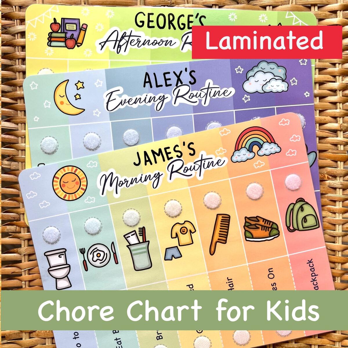 Laminated Kids Chore Chart Morning Afternoon Evening Routine Etsy Israel