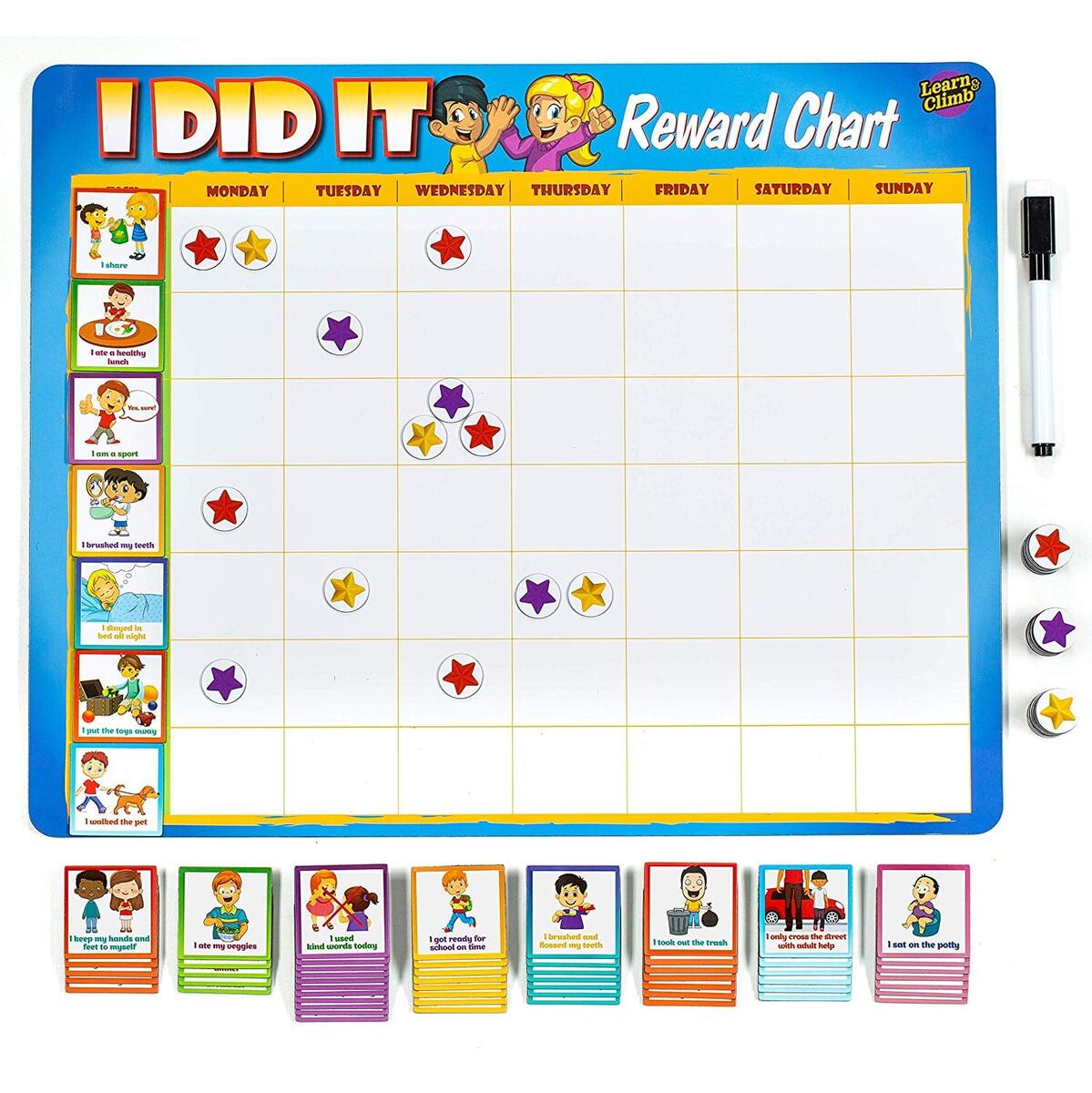 Magnetic Behavior Reward Chart For Kids Toddlers 63 Chores Reusable Responsibility Fridge Board For Multiple Tasks Walmart