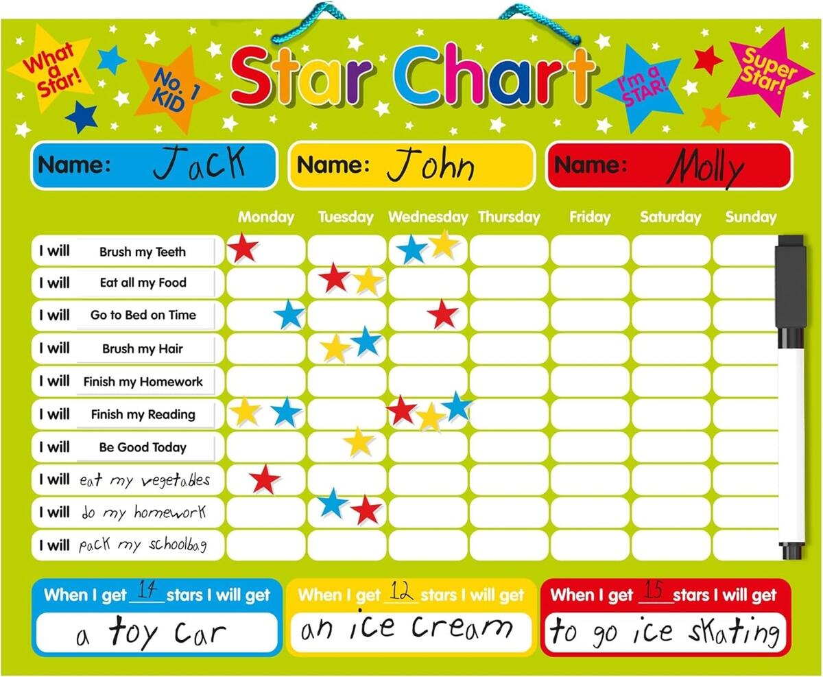 Magnetic Reward Chart For 3 Children Rigid Board Martinique Ubuy