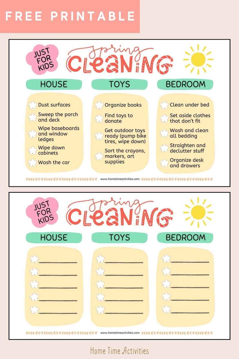 Make Spring Cleaning With Kids Fun Printable Chore Chart