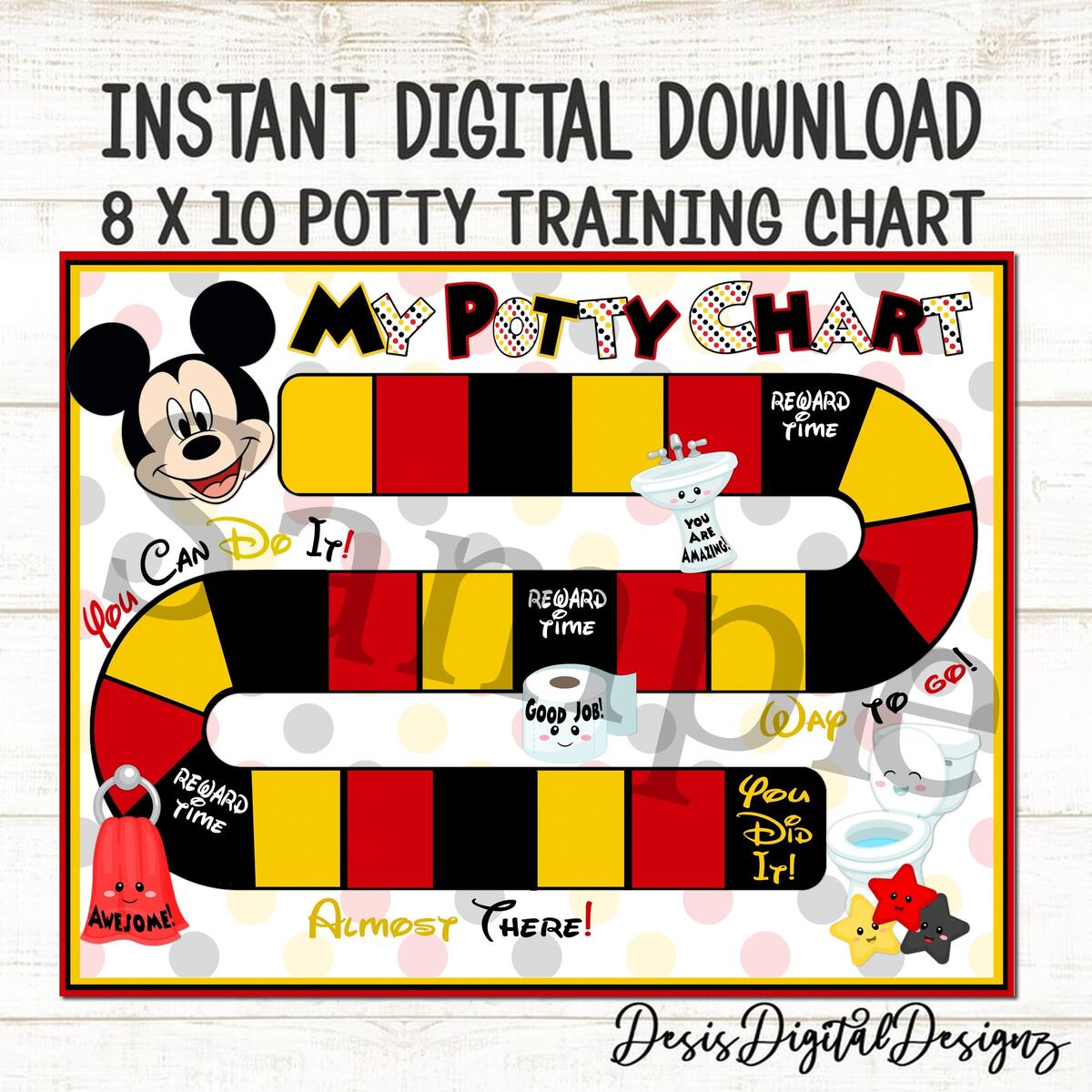 Mickey Mouse Potty Chart Mickey Mouse Potty Training Chart Reward Chart Potty Training Printable Potty Training Tips Digital Download Chart Etsy