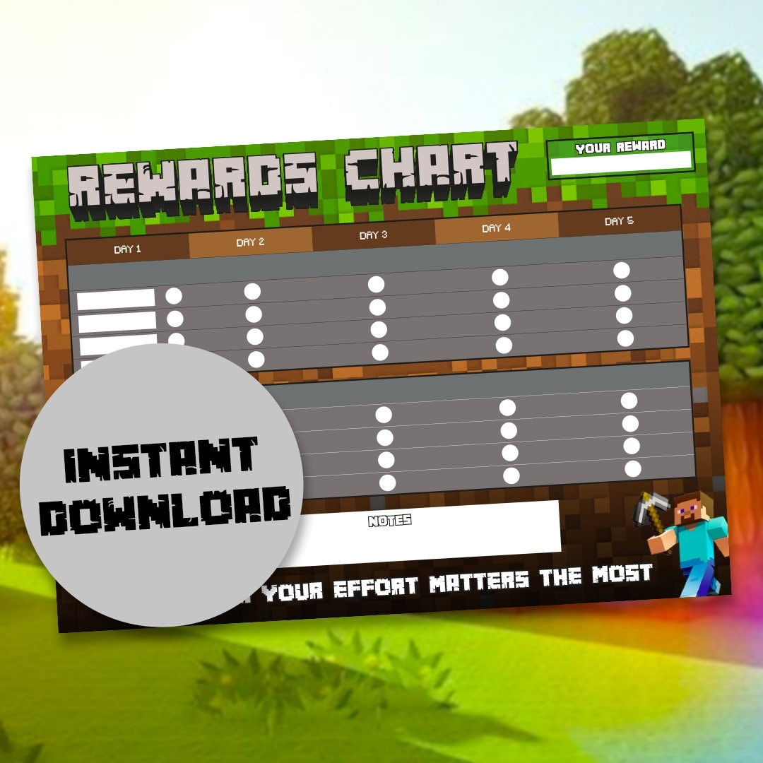 Minecraft Wall Chart Etsy