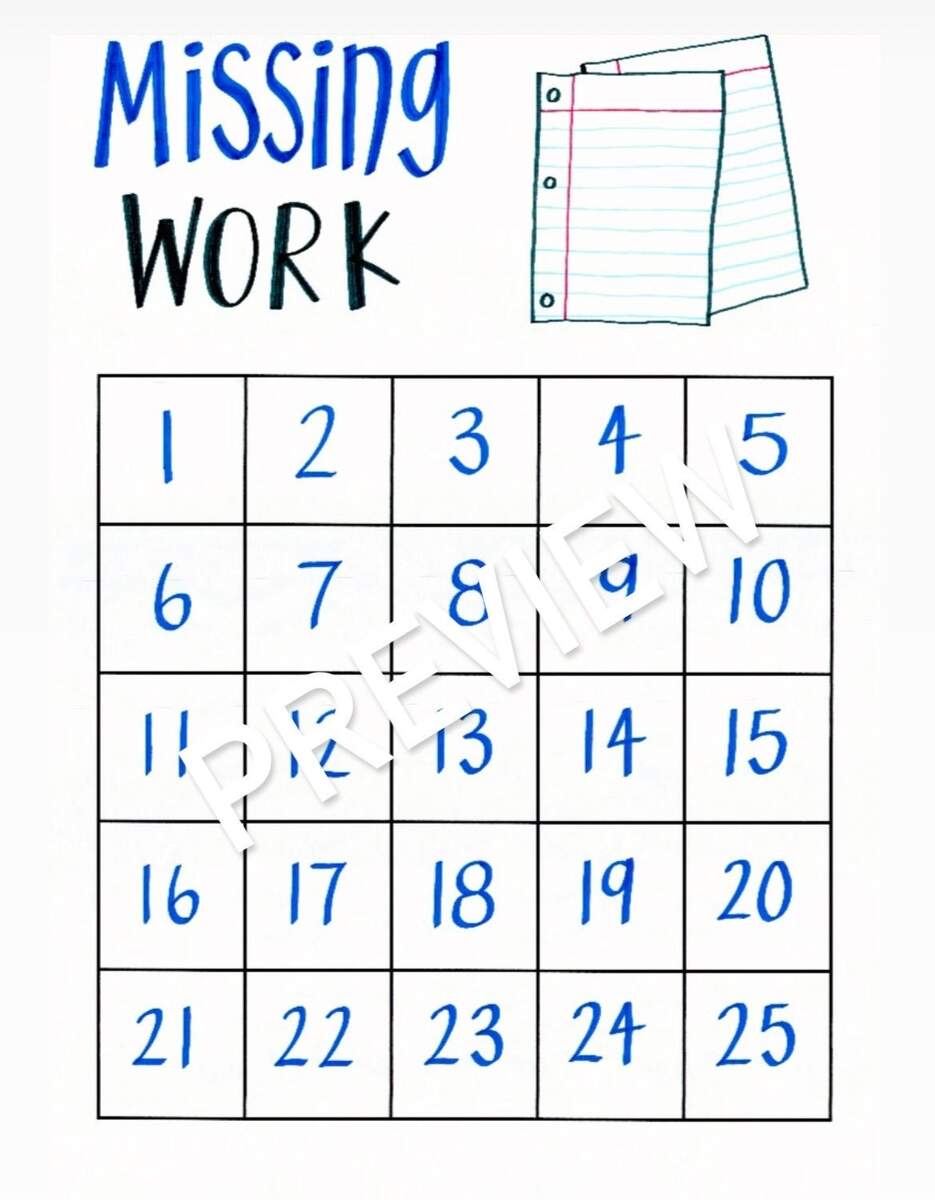 Missing Work Anchor Chart Etsy