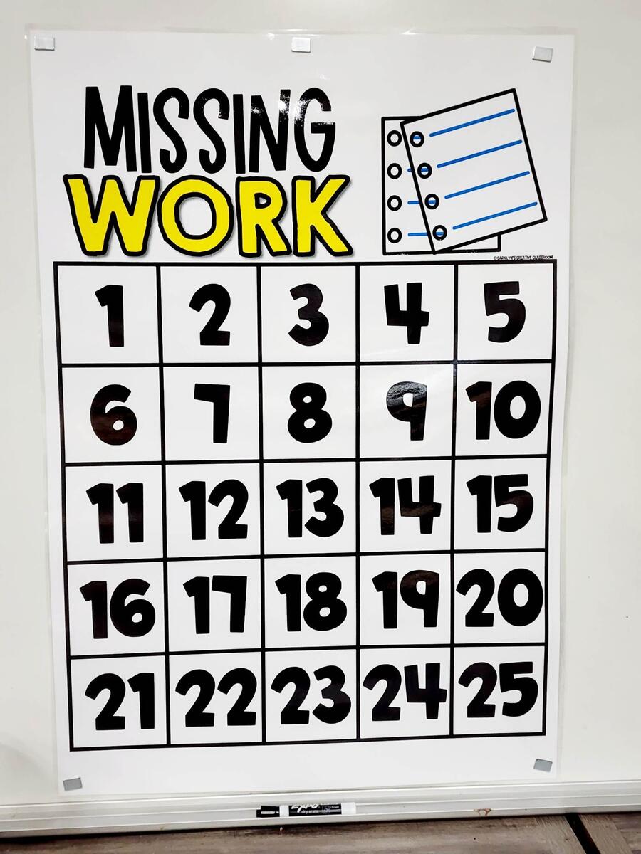 Missing Work Anchor Chart Hard Good Option 3 Number To 25 And YELLOW