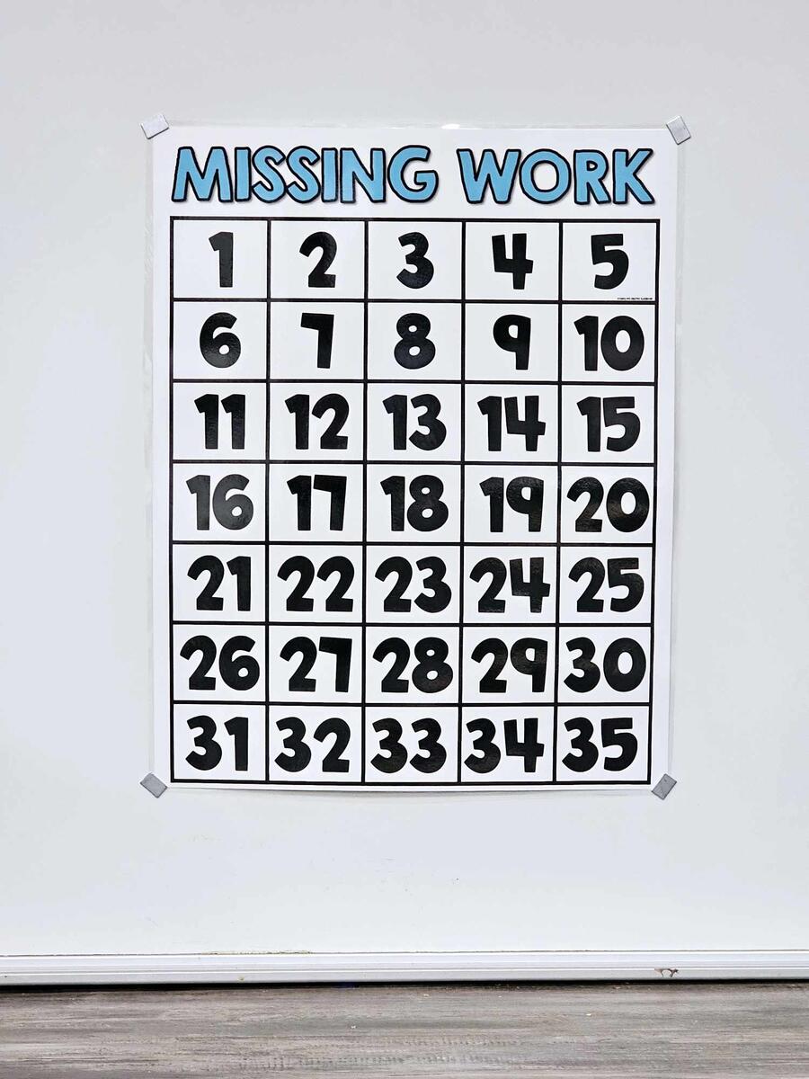 Missing Work Anchor Chart Hard Good Option 3 Number To 25 And YELLOW