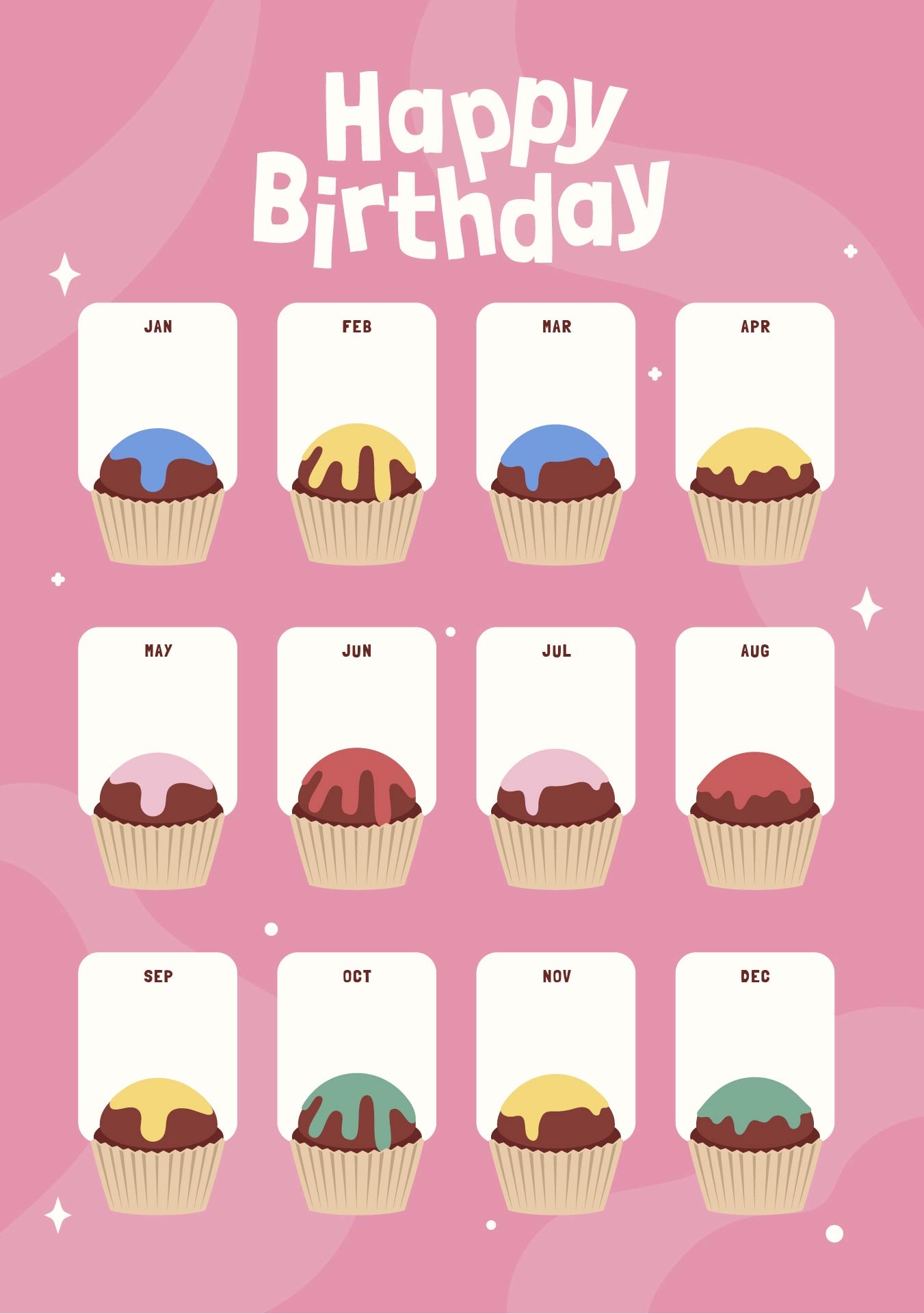 Monthly Birthday Cupcake 10 Free PDF Printables Printablee