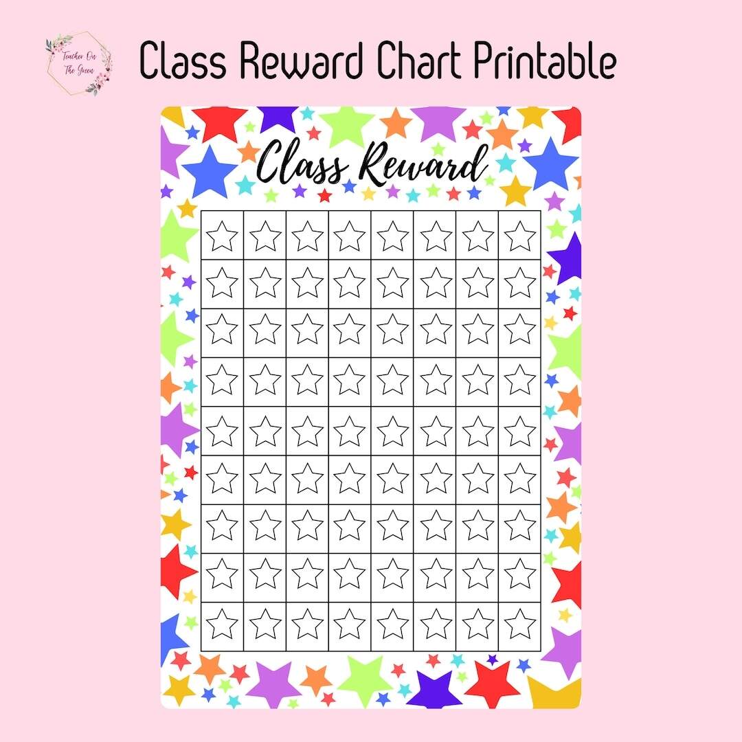 Multi Coloured Class Reward Chart Printable Instant Download Digital Download Etsy
