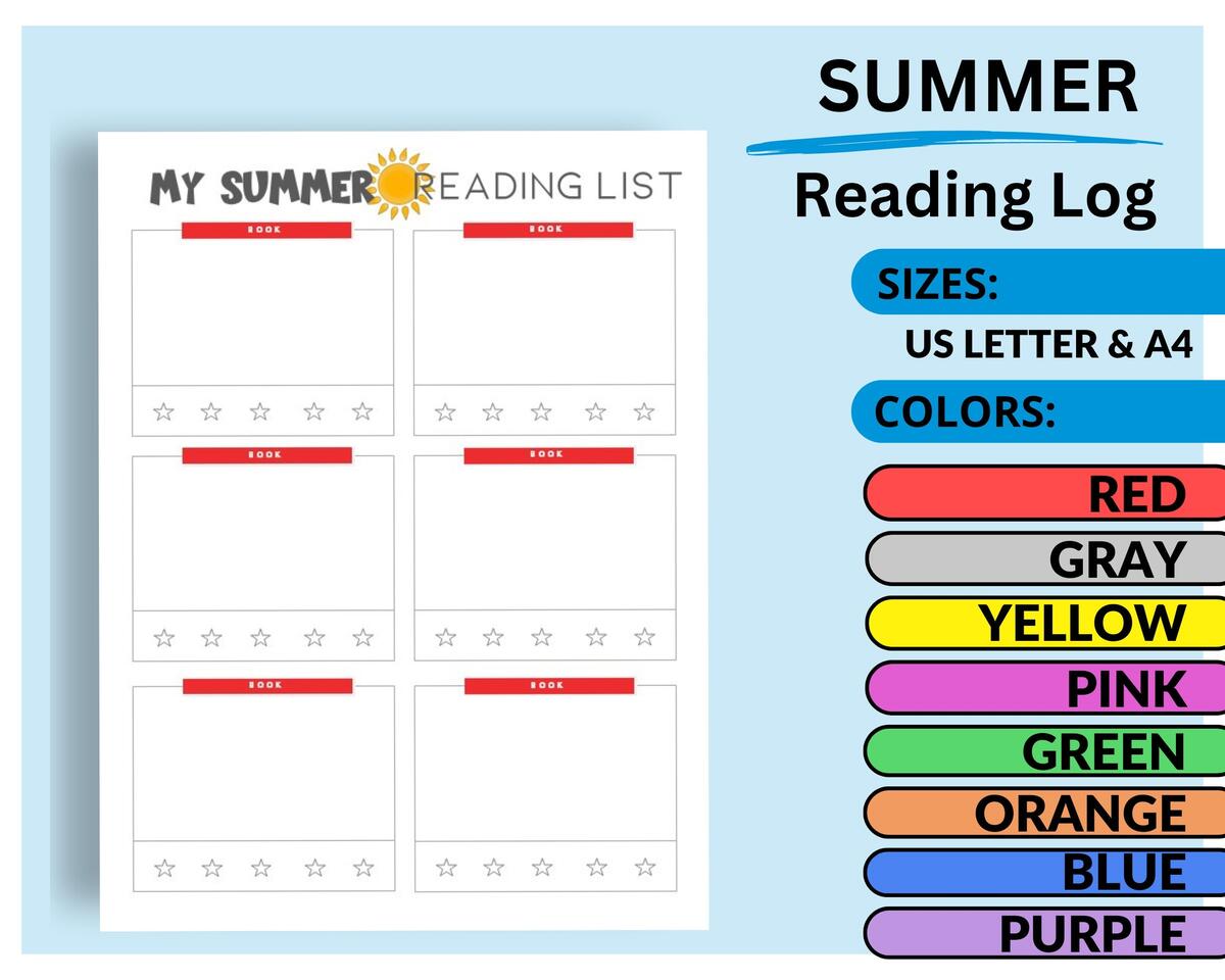 Summer Reading Tracker Summer Reading Log Printable Pdf Etsy