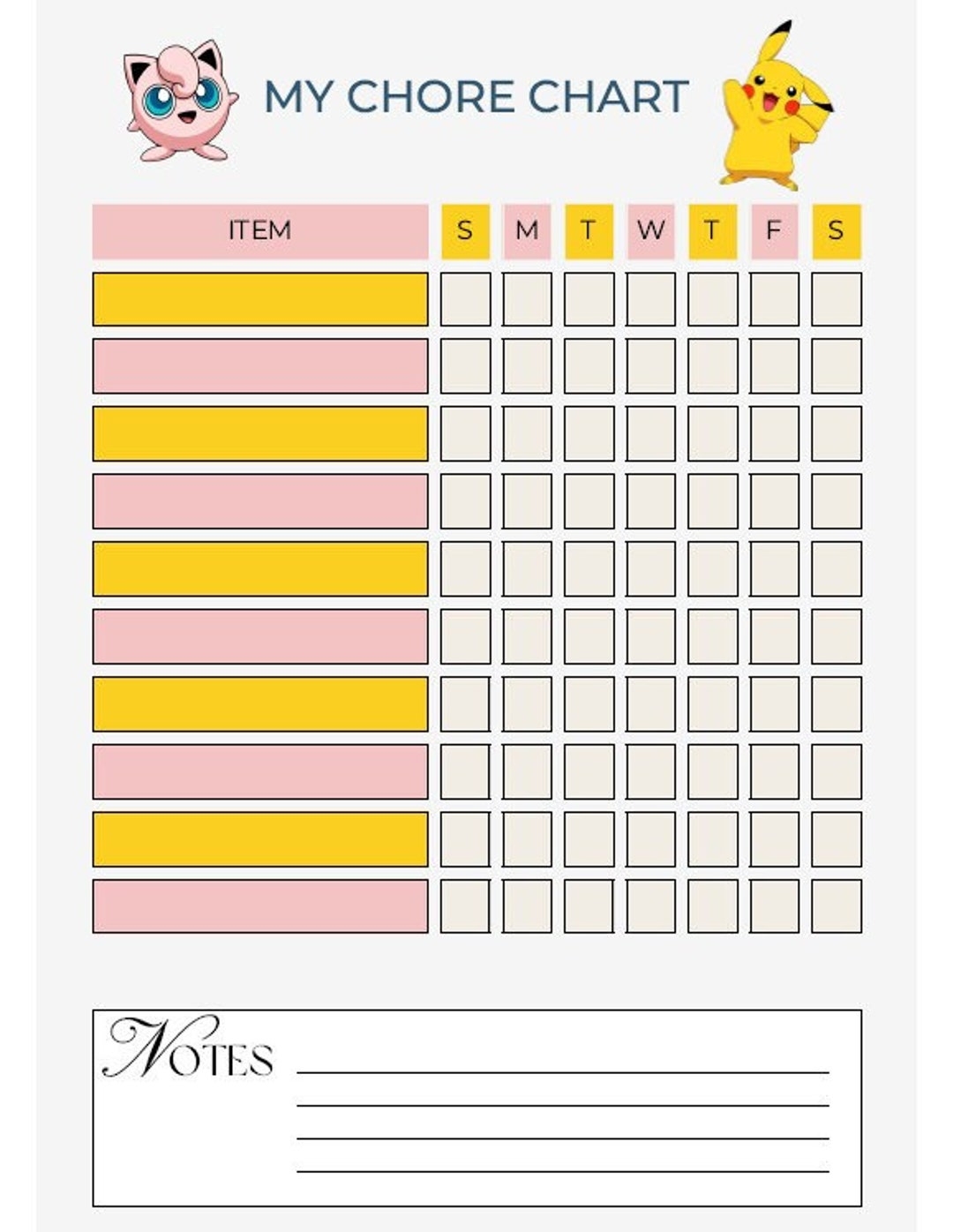 Pok Mon Chore Chart For Toddlers And Kids Chore Chart For Kids Accountability Chart For Kids Etsy Australia
