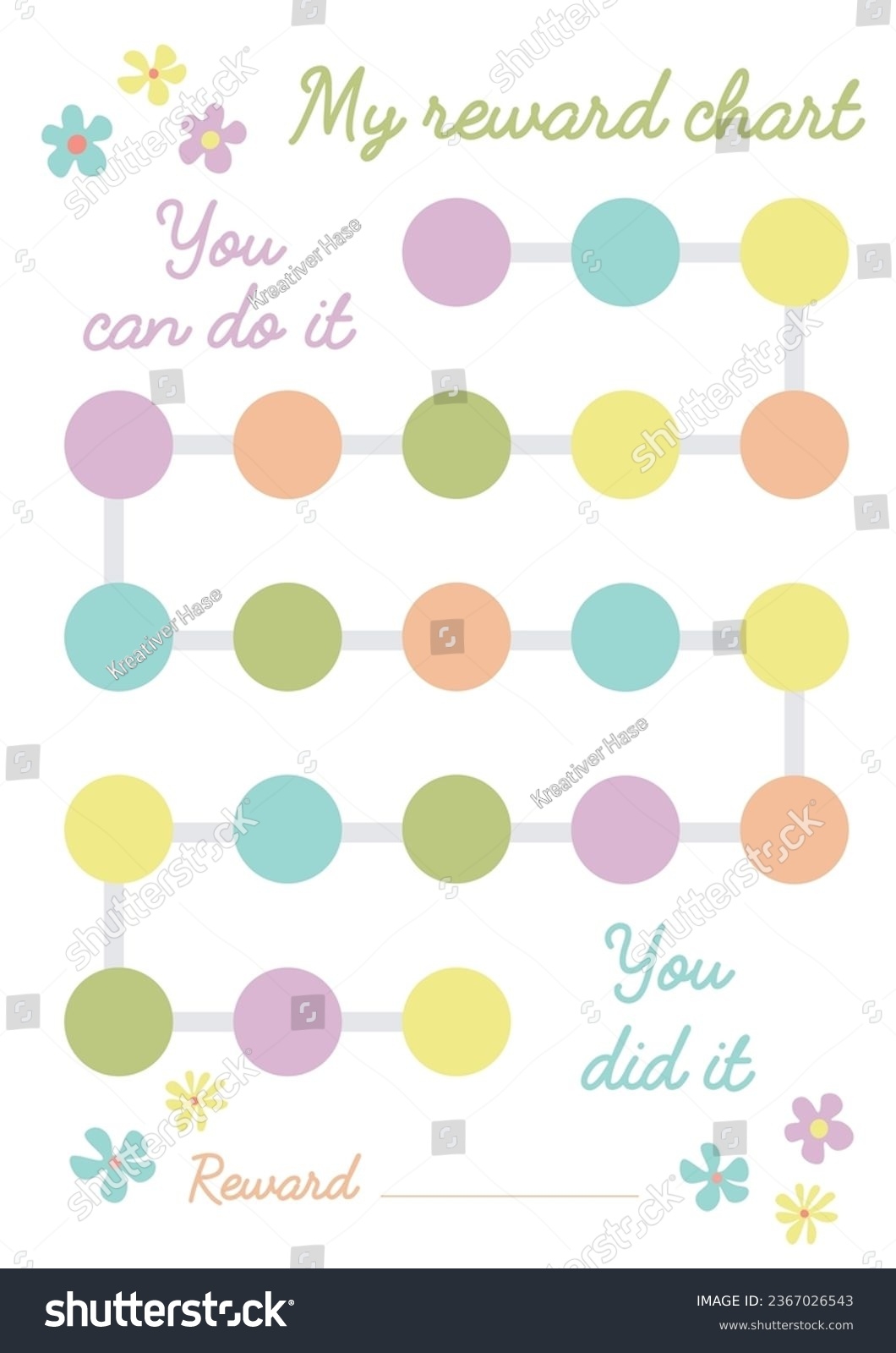 Pastel Reward Chart Printable Chore Girl Stock Vector Royalty Free 2367026543 Shutterstock