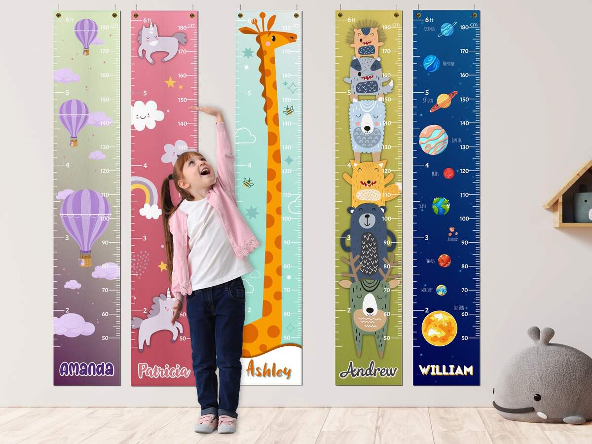 Amazon Height Chart For Kids Customizable Kids Height Wall Chart With Stickers Marker Hook Hanging Growth Chart Measurement For Wall Easy Installation For Baby Room Nursery And Playroom Baby