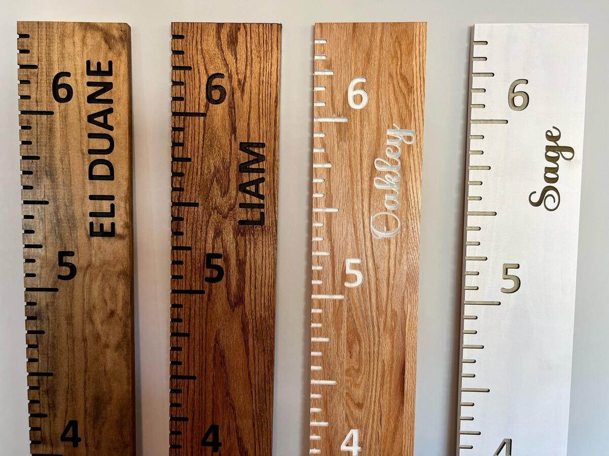 Personalized Wooden Growth Chart Ruler Engraved Oak Or Pine Nursery Decor Etsy