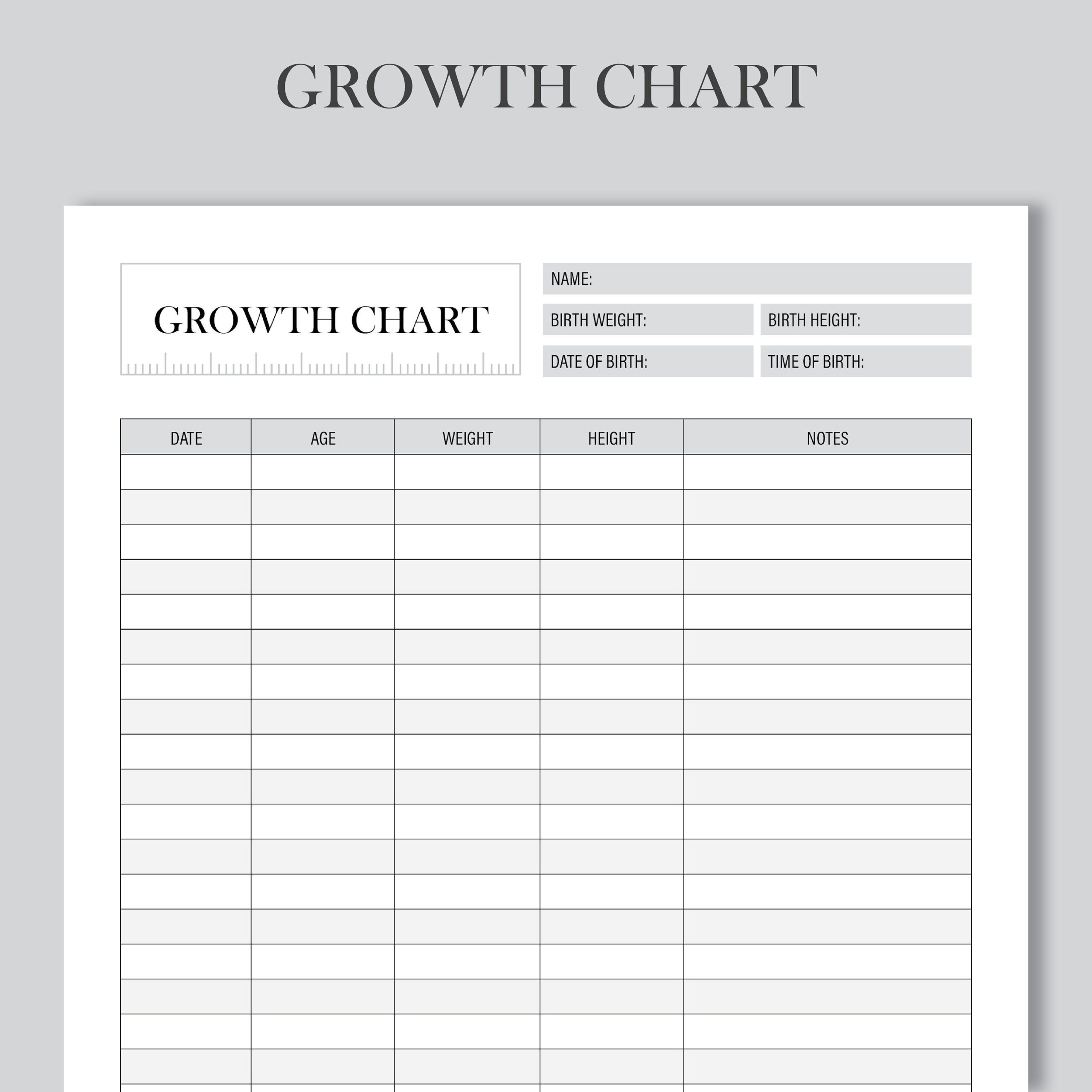Baby Growth Chart PDF File Printable Etsy