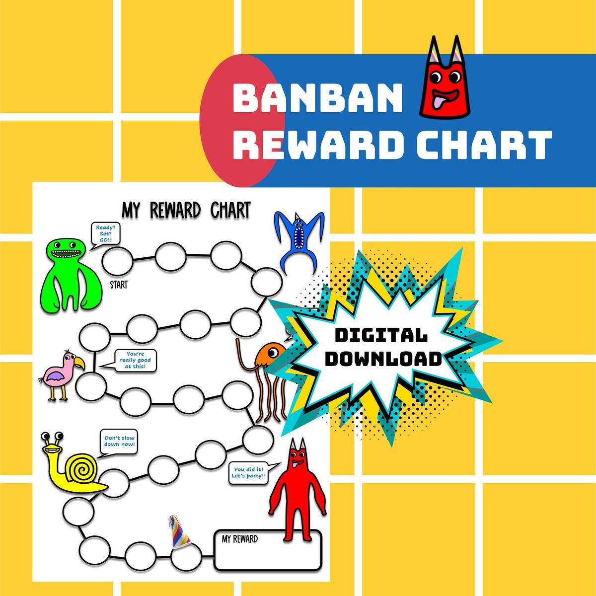 Printable Banban Reward Chart Digital Download Sticker Chart Garten Of Banban Ideas Banban Prize Etsy Israel