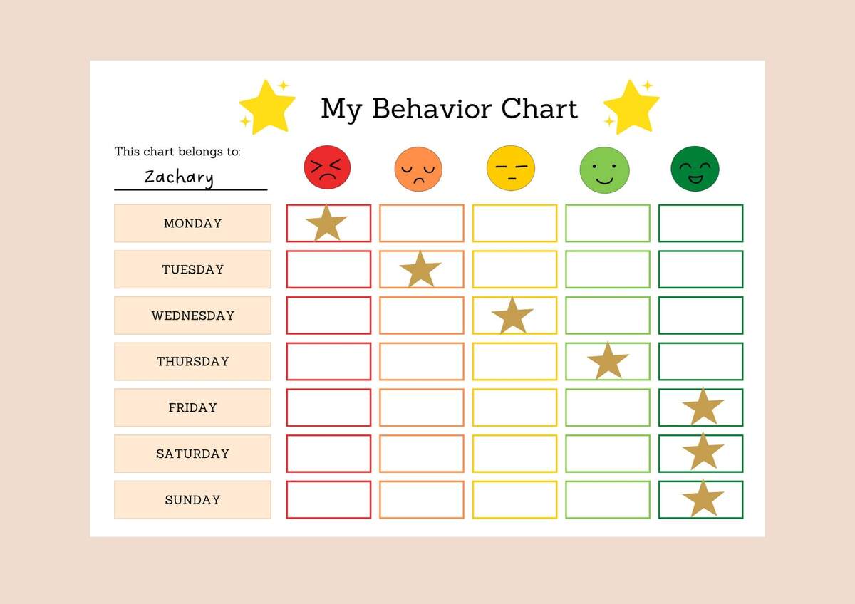 Behaviour Chart Children Kids Behaviour Toddler Preschool Warning Chart SEND Autism Etsy