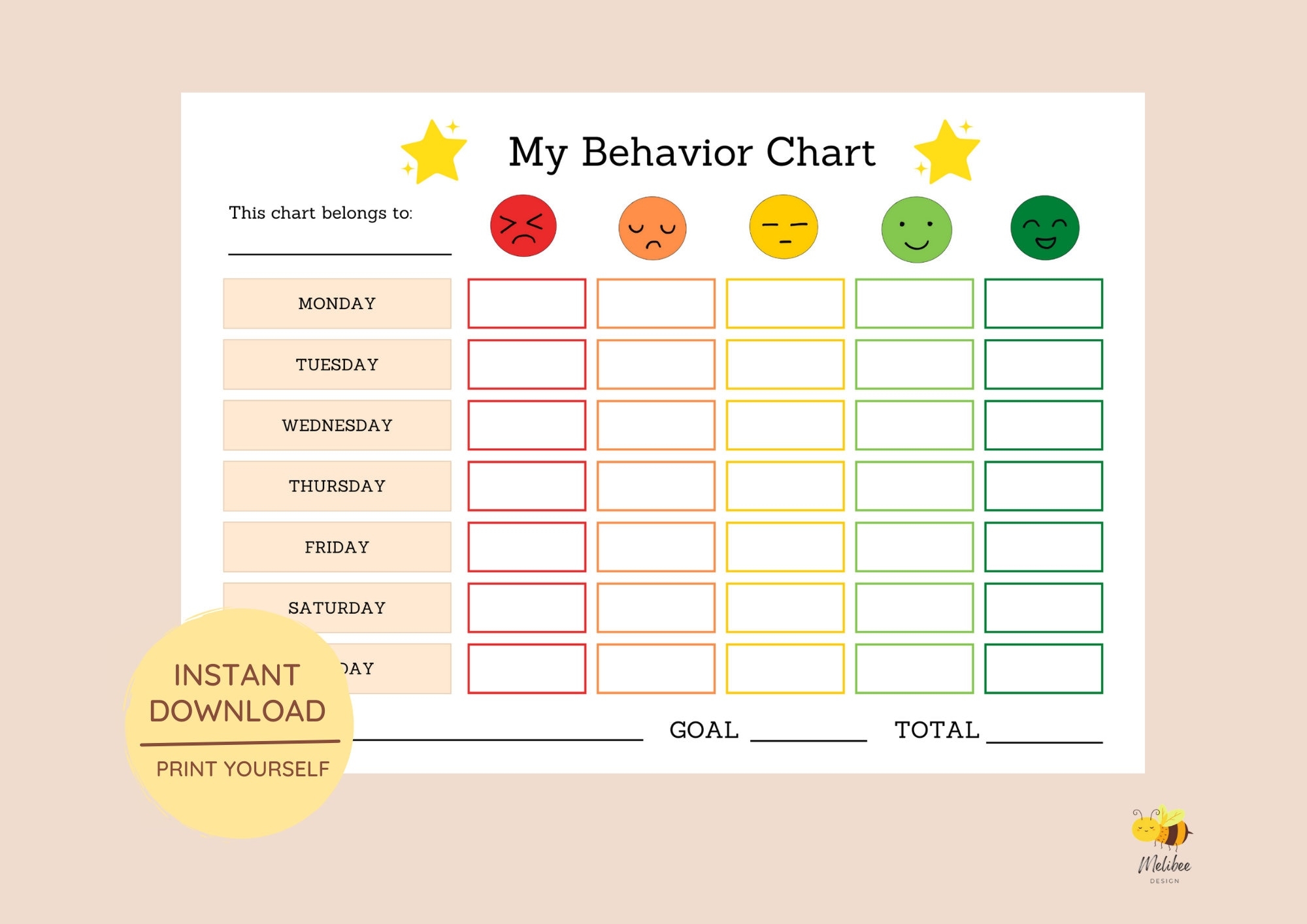 Printable Emotion Scale Behavior Chart Points Reward Chart Colourful Kids Behavior Chart Sticker Chart Behavior Management Etsy New Zealand