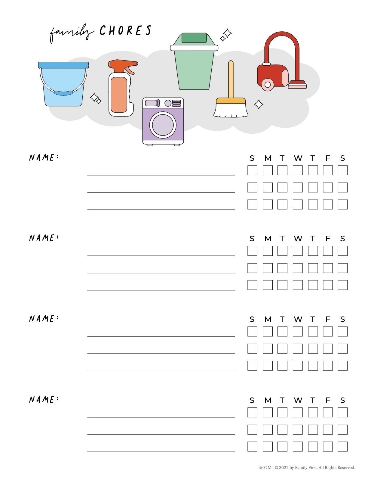 Download Printable Simple Monthly Chore Chart Template PDF
