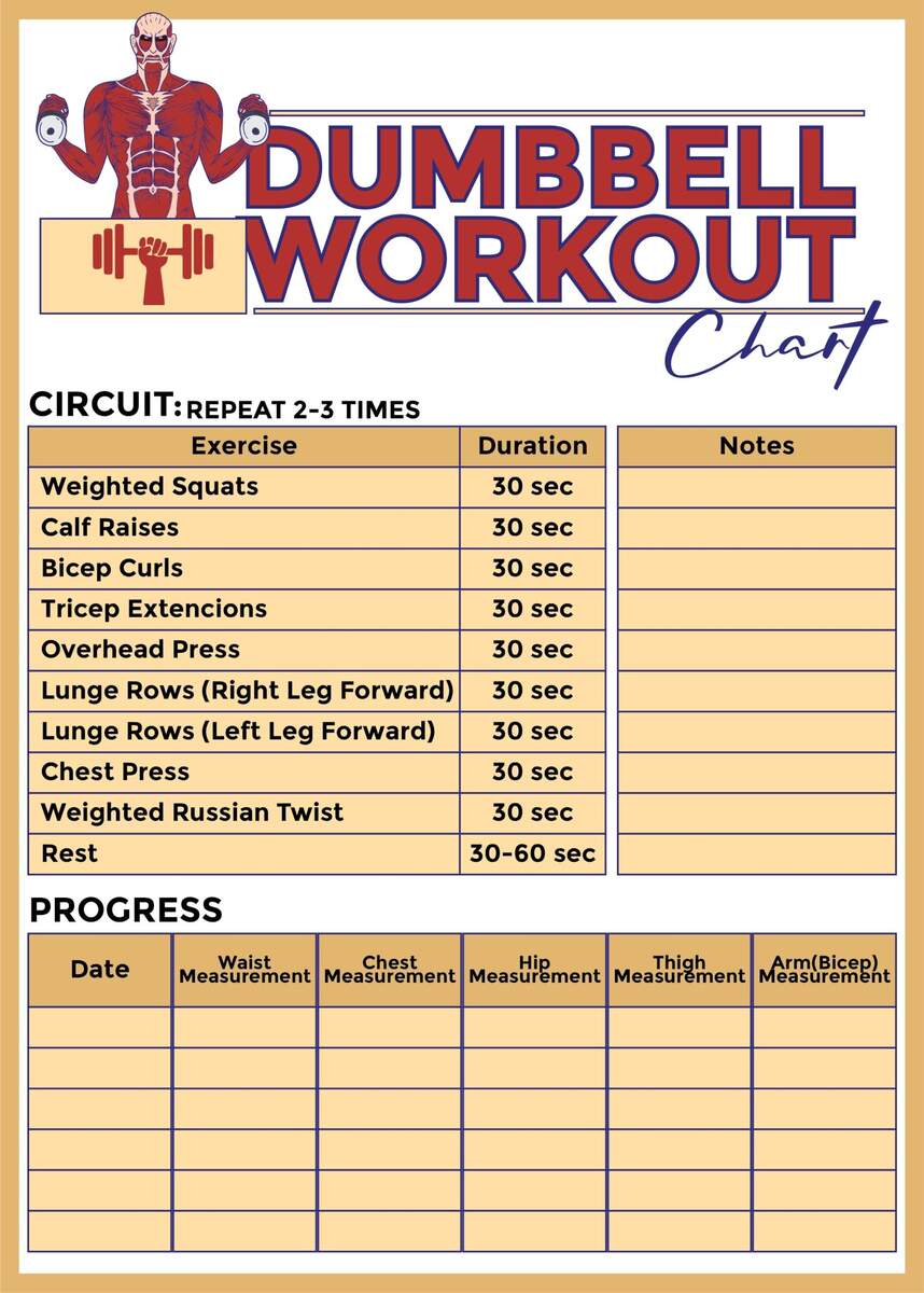 Printable Free Workouts Free Printable Gym Routine Exercise Chart Printable Dumbbell