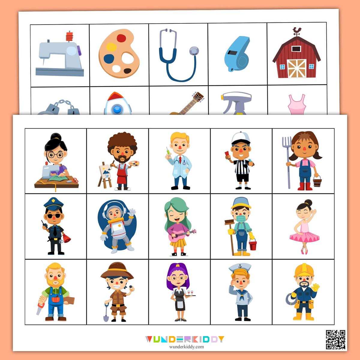 Printable Jobs And Tools Matching Game For Preschoolers