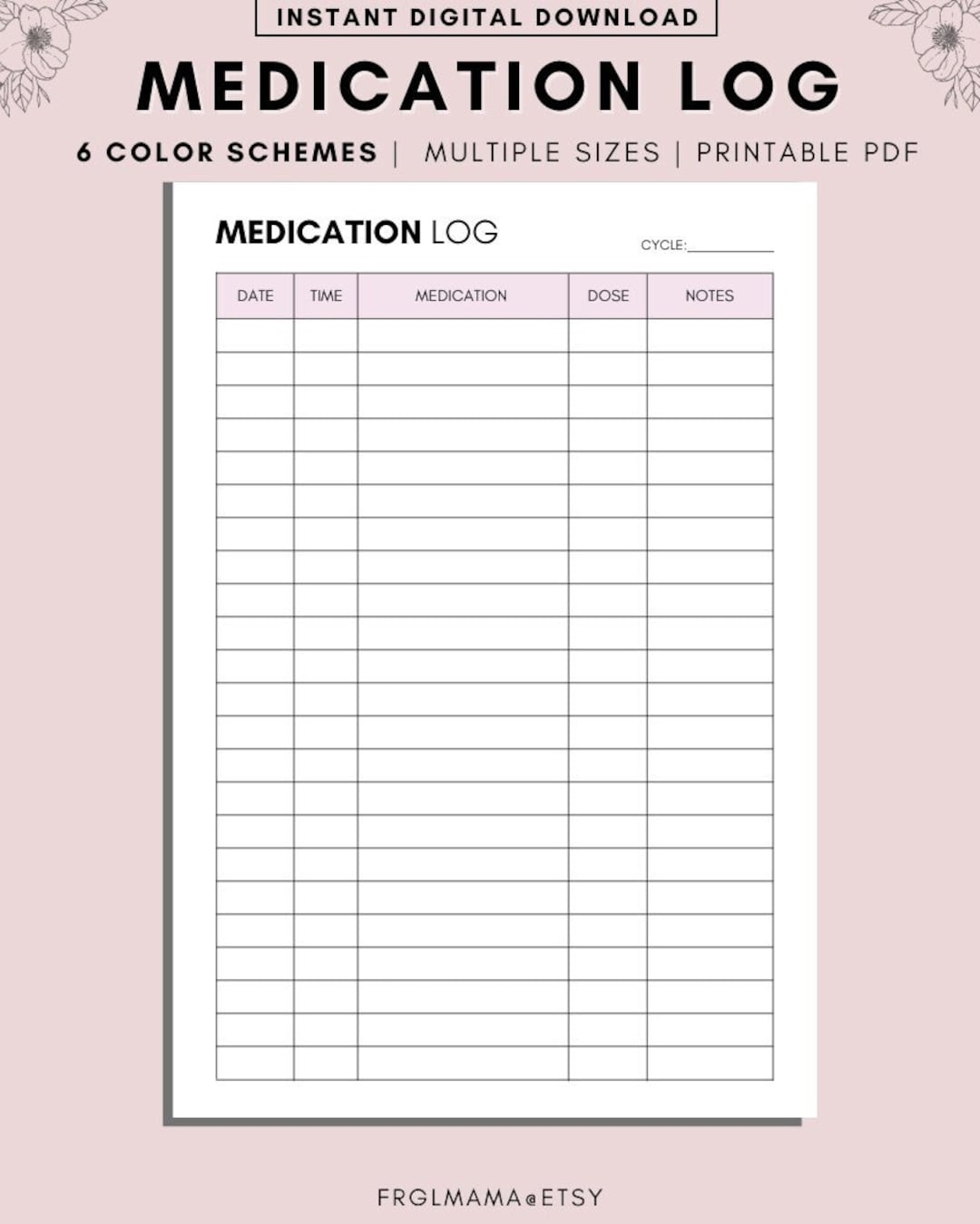 Printable Medication Tracker Monthly Medicine Supplement Log PDF Etsy Israel