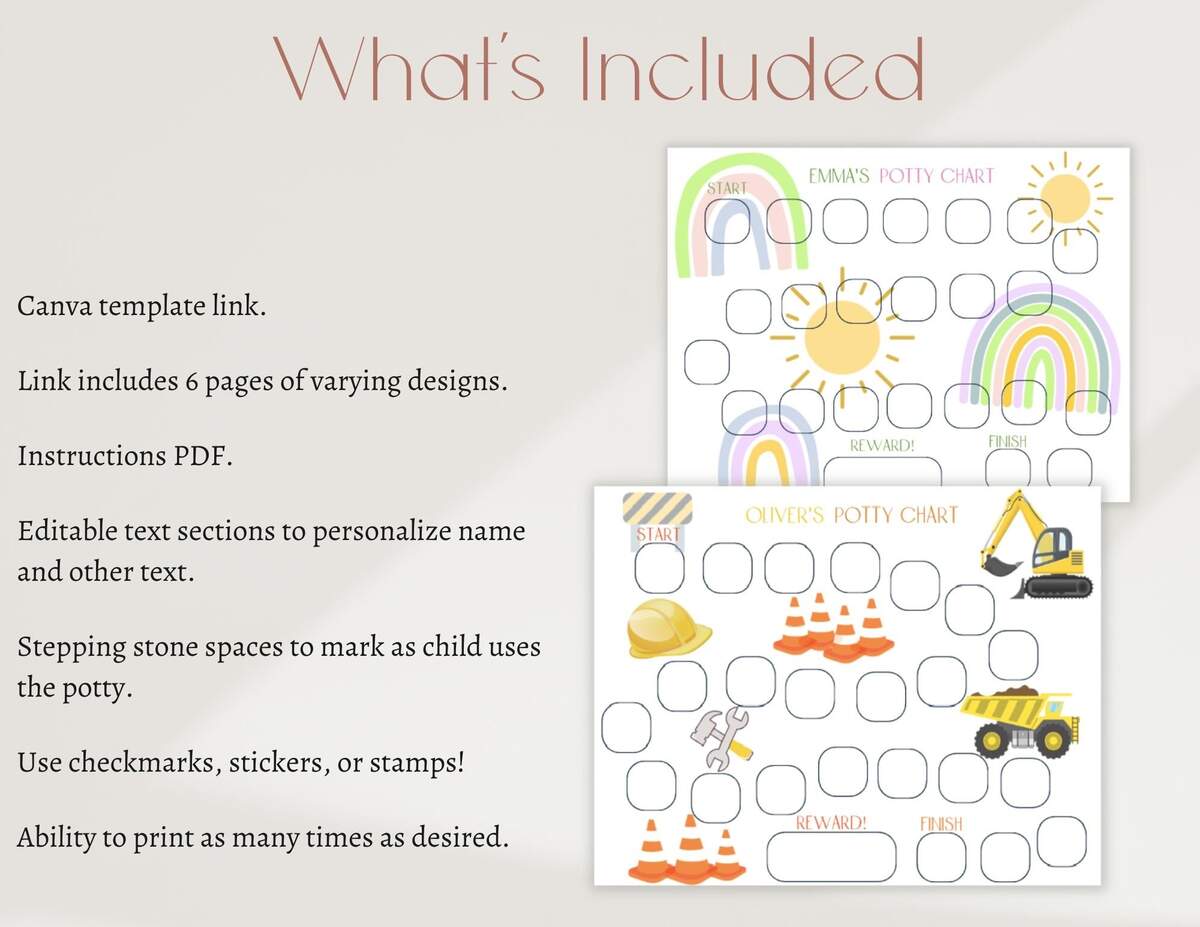 Printable Potty Training Chart For Toddlers Reward Chart For Boys Girls Kids Potty Schedule Tracker Instant Download PDF Etsy