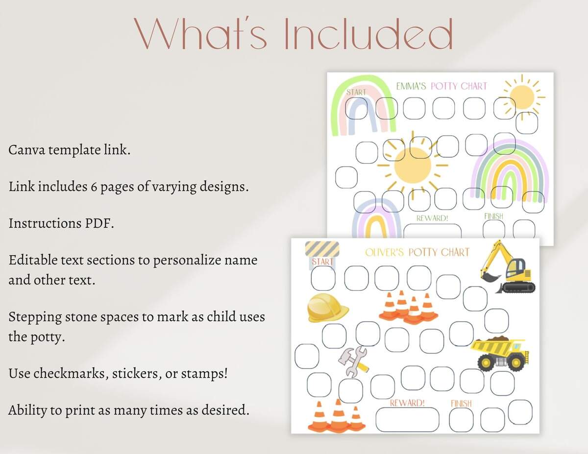 Printable Potty Training Chart For Toddlers Reward Chart For Boys Girls Kids Potty Schedule Tracker Instant Download PDF Etsy