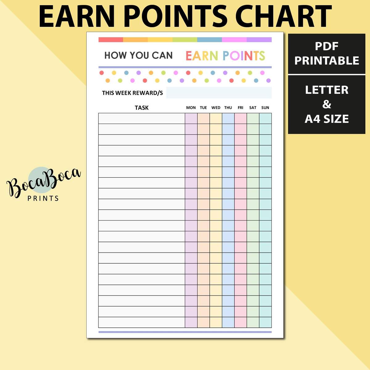 Printable Task Chart For Kids Printable Points Rewards System Foster Positive Habits And Behavior Track Progress And Achievements Etsy Denmark