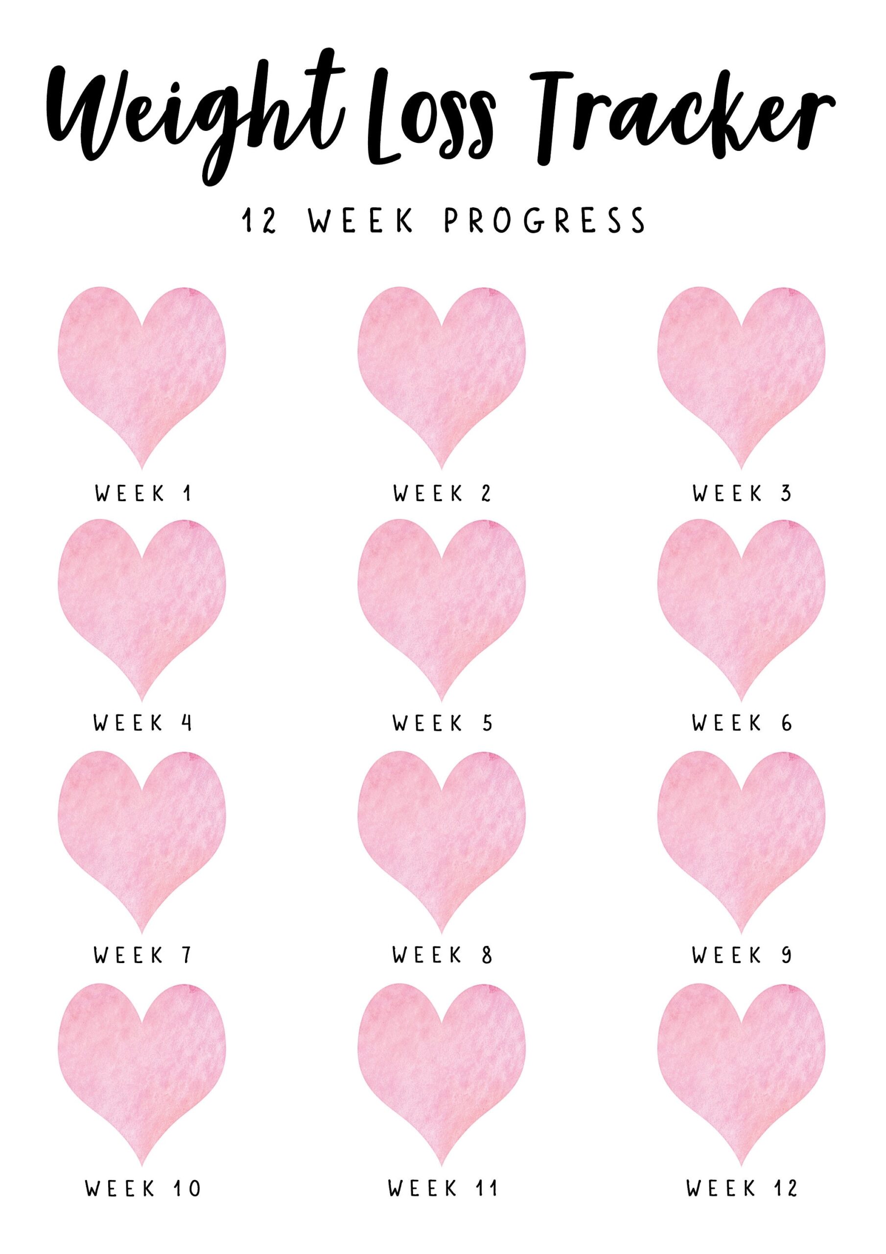 Printable WEIGHT LOSS TRACKER 5 X Digital Weekly Weight Tracker Weekly Weigh In Measurement Tracker 12 Week Weight Loss Chart Etsy