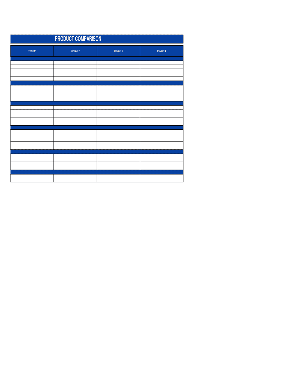 Product Comparison Worksheet Template Word PDF Free Trial