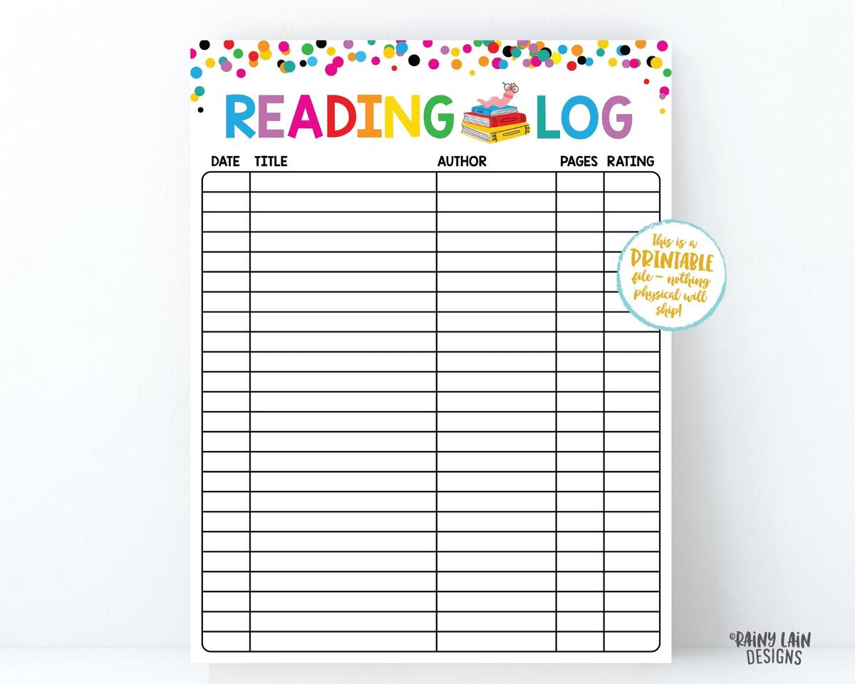Reading Log Printable Reading Log For Kids Spring Reading Log Home School Reading Activity Kids Reading Log Summer Reading Log Book Worm Etsy
