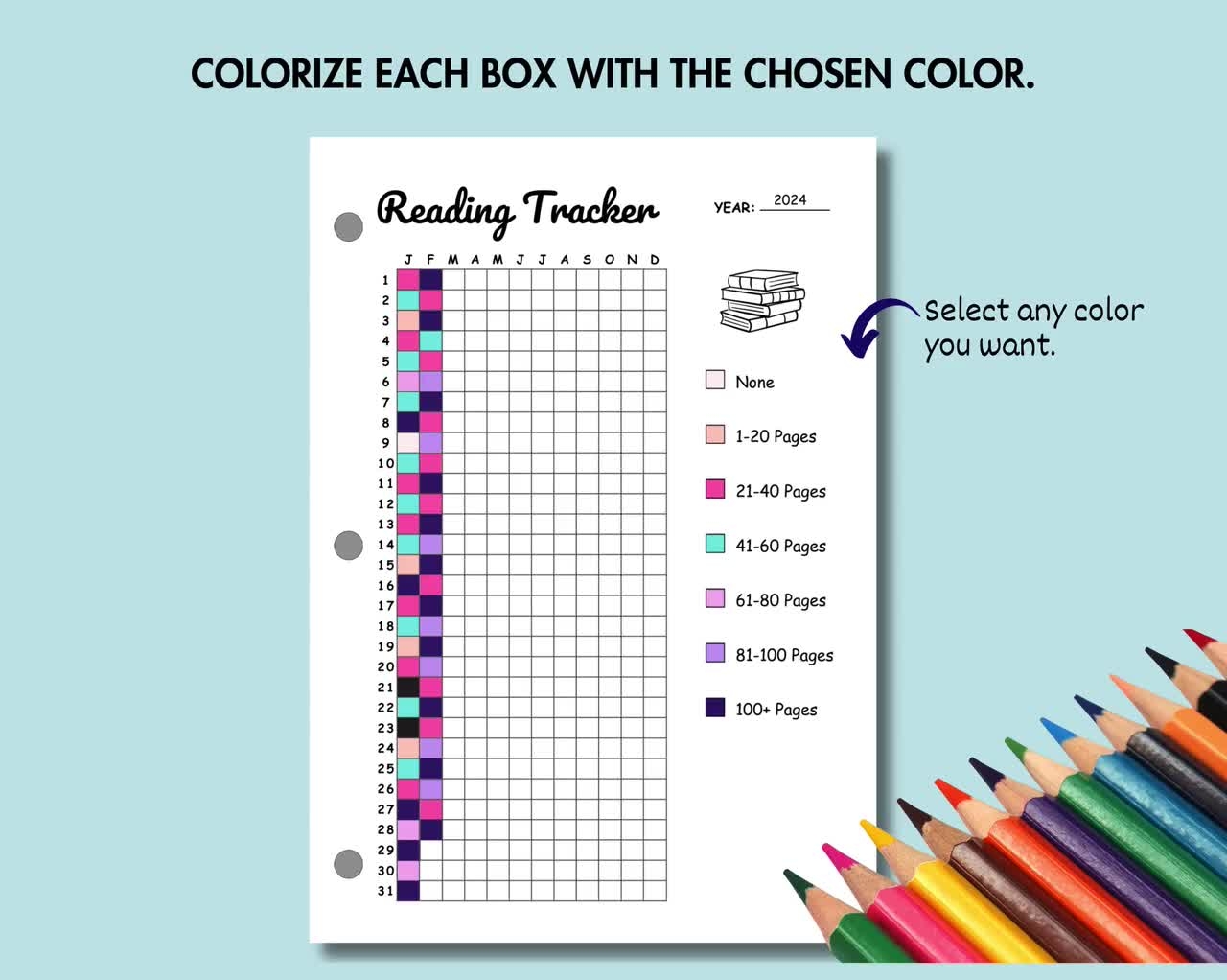 Reading Tracker Printable Journal Page Daily Yearly Reading Log Printable Reading Challenge Reading Book Tracker Journal Daily Habit Tracker Etsy