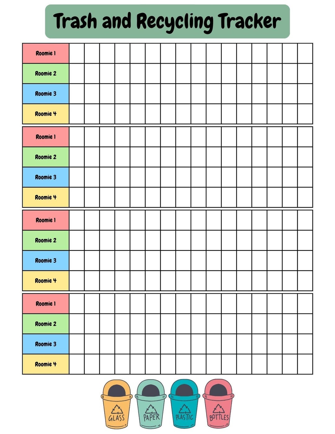 Roommate Trash And Recycling Chore Chart Etsy
