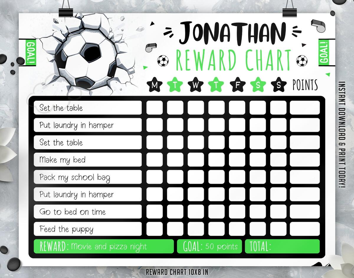 Soccer Reward Chart Etsy Canada