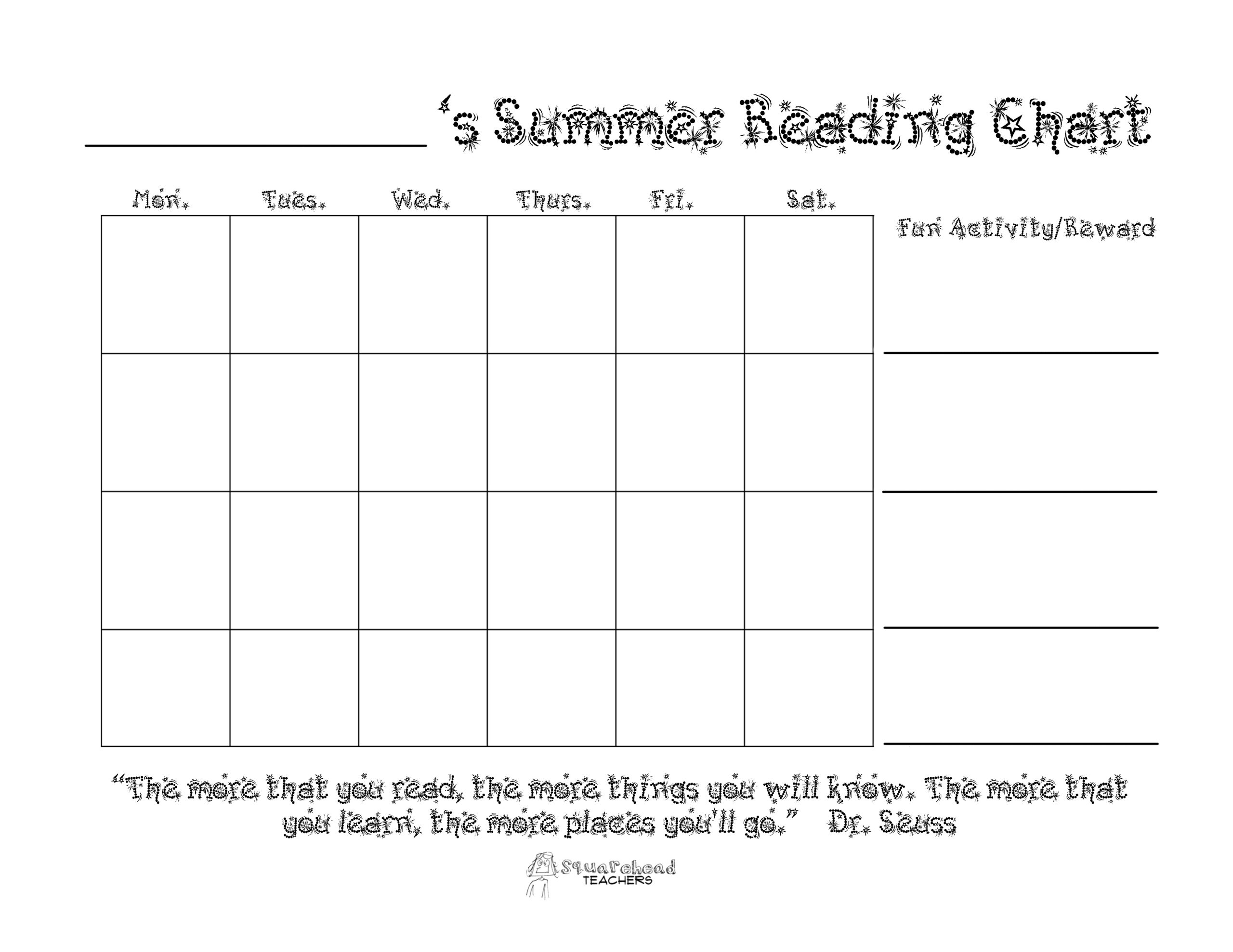 Summer Reading Chart Bookmark Free Printable Sugar Bee Crafts
