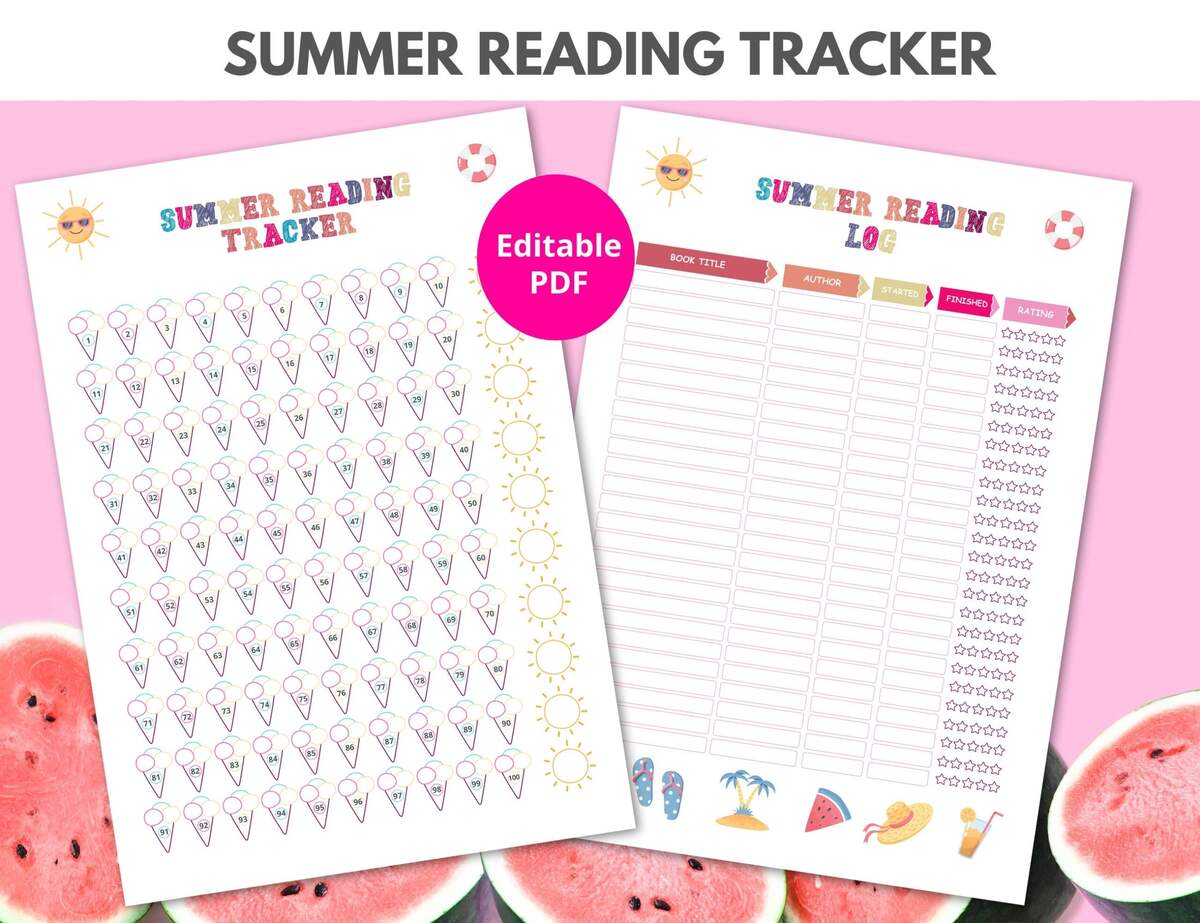 Summer Reading Tracker Summer Reading Log Printable Pdf Etsy