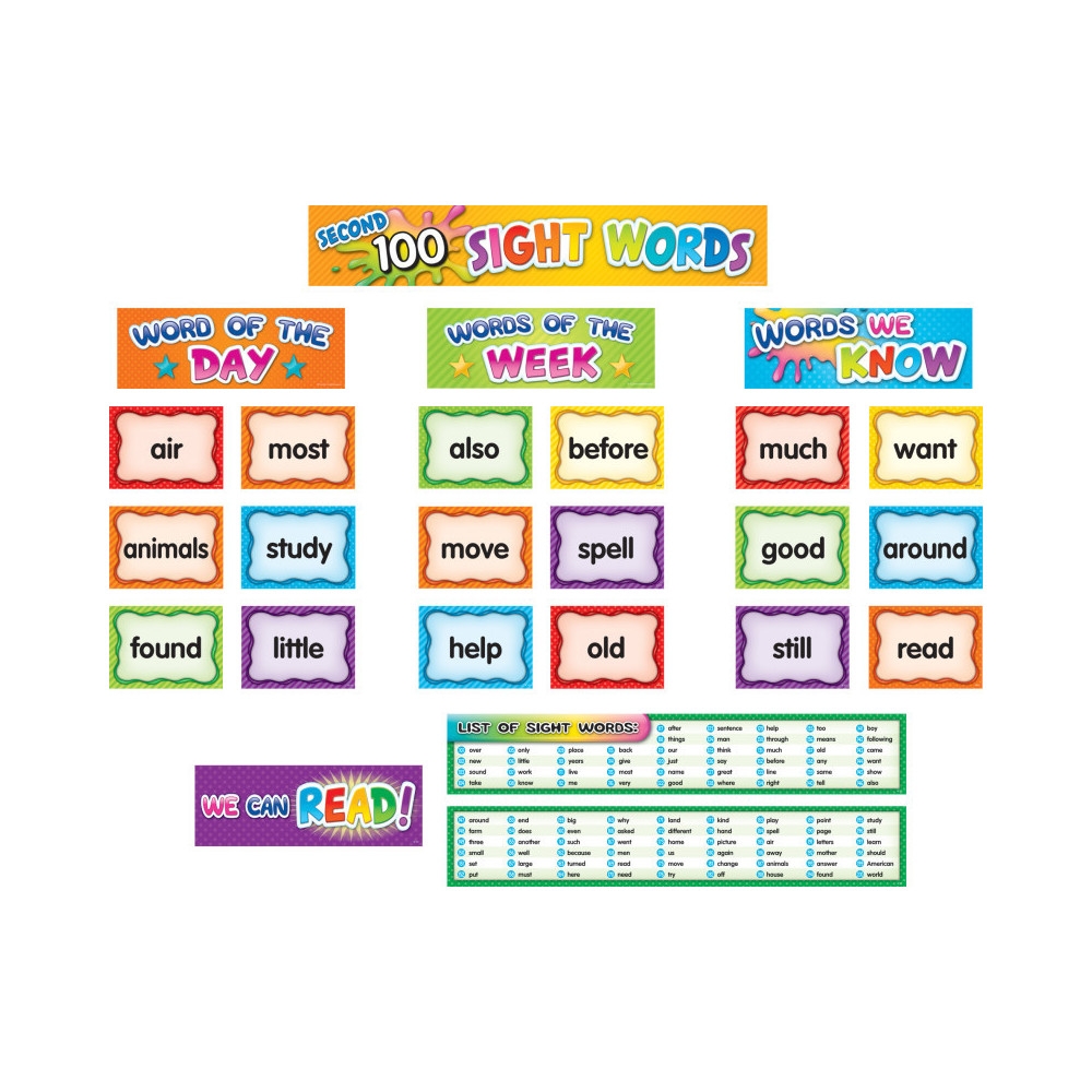 Teacher Created Resources Second 100 Sight Words Pocket Chart Cards