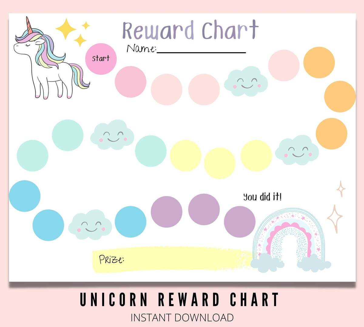 Printable Reward Chart Behavior Chart Girl Sticker Chart Rainbow Reward Chart Potty Reward Chart Potty Training Act Of Kindness Chart Etsy