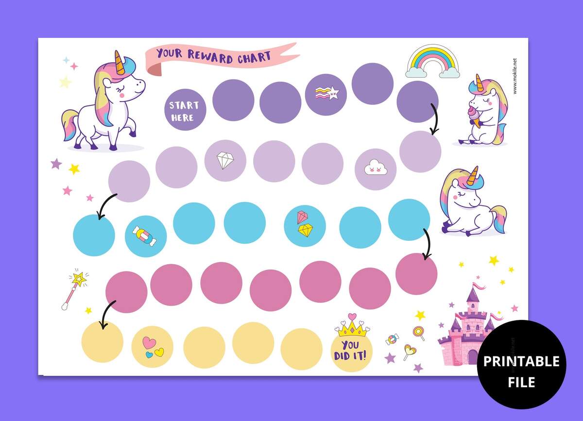 Unicorn Reward Chart Kids Chore Chart Printable PDF JPG Etsy Hong Kong