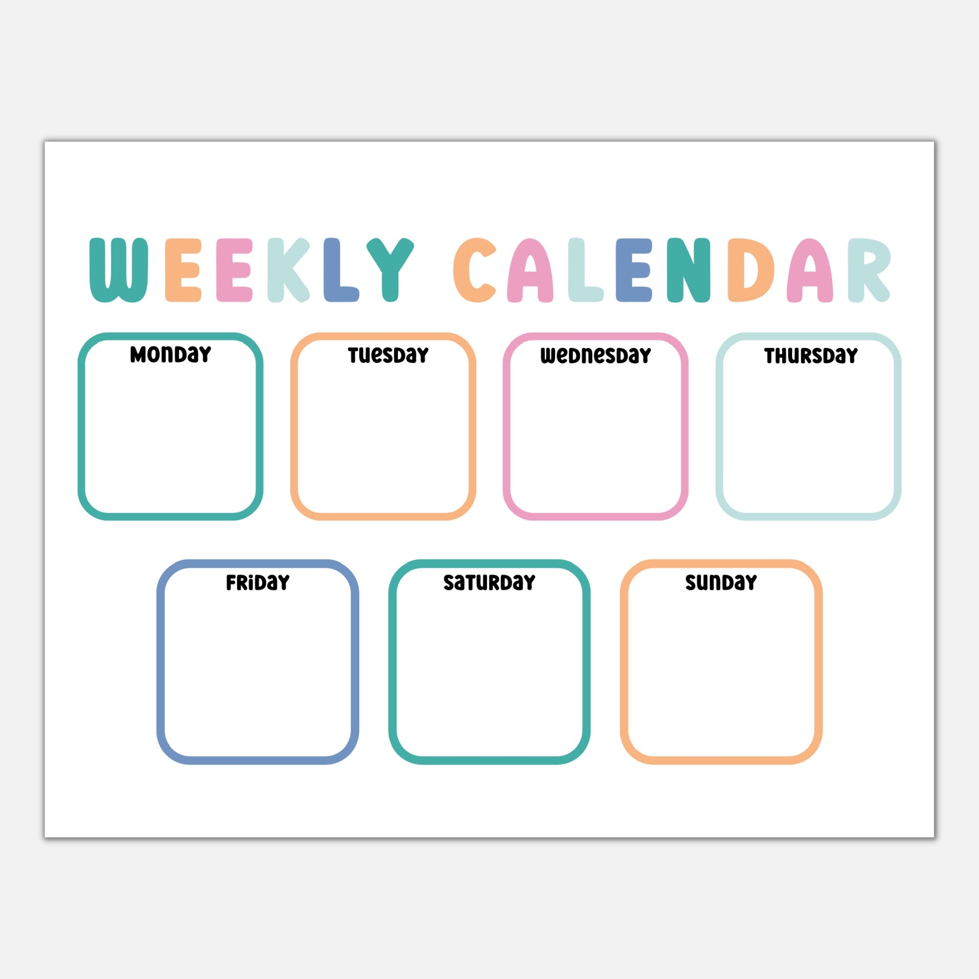 Weekly Calendar For Kids Preschool Printable Printable Planner Days Of The Week Planner Printable Calendar Montessori Printable Etsy Sweden
