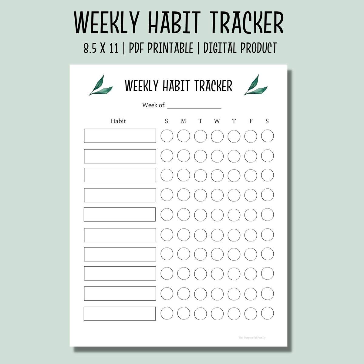 Weekly Habit Tracker Printable Habit Tracker Chart Daily Habit Tracker PDF Weekly Checklist Etsy