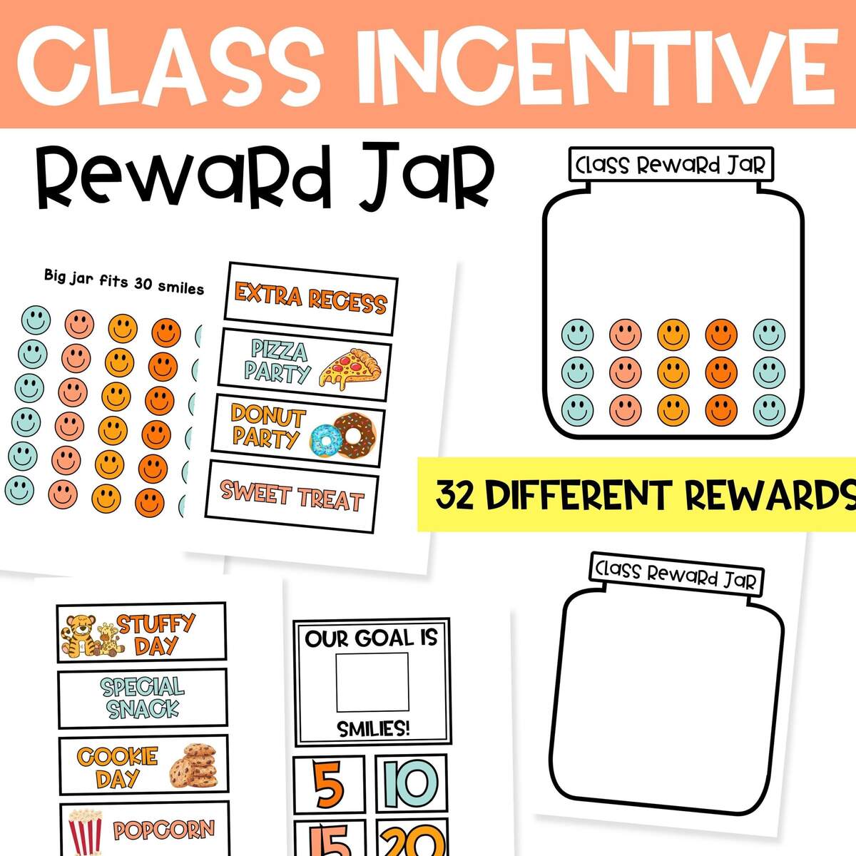 Multi Coloured Class Reward Chart Printable Instant Download Digital Download Etsy