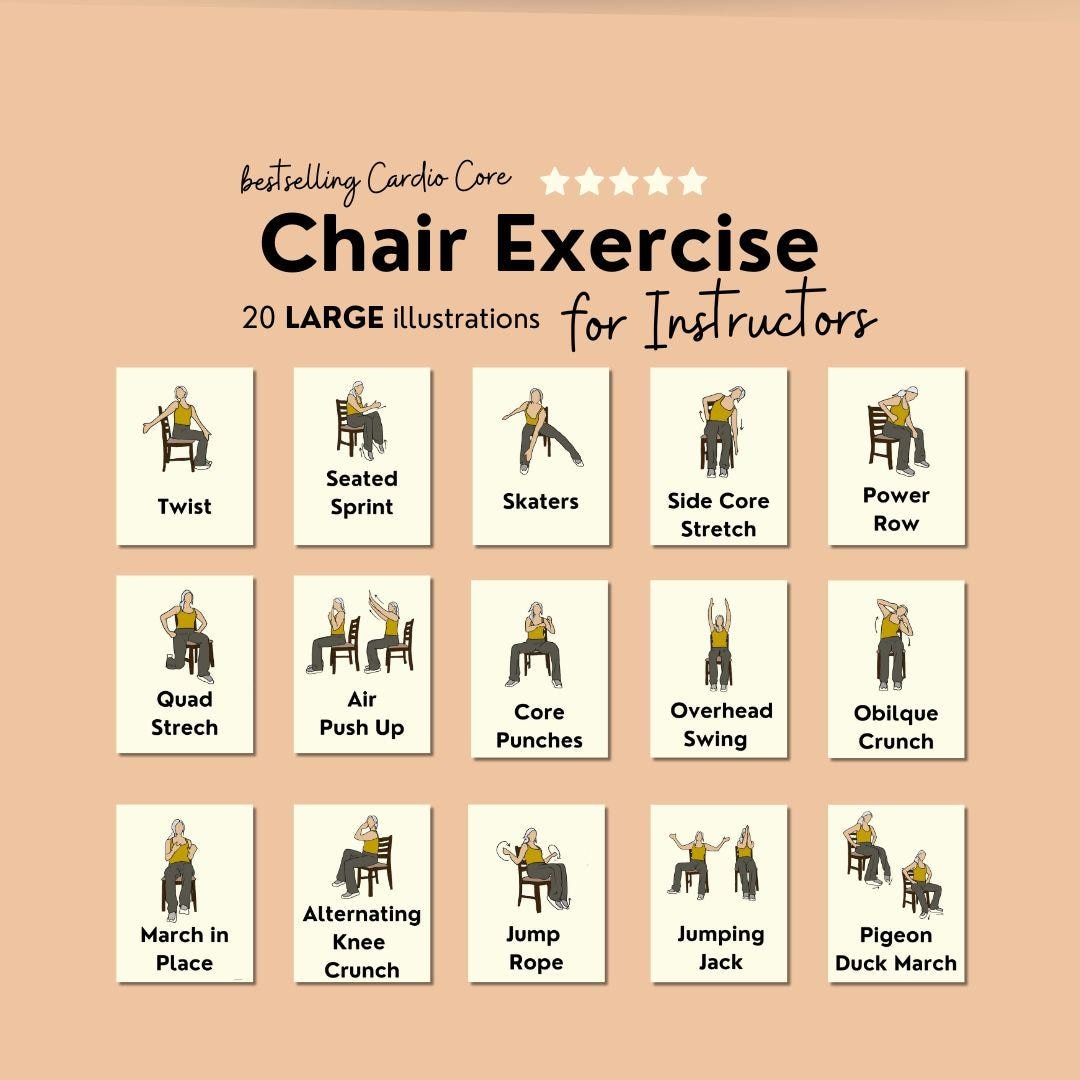 30 Day Chair Exercise Challenge For Seniors Chair Workout Printable Seated Workout Plan Low Impact Fitness For Elderly And Beginners Etsy