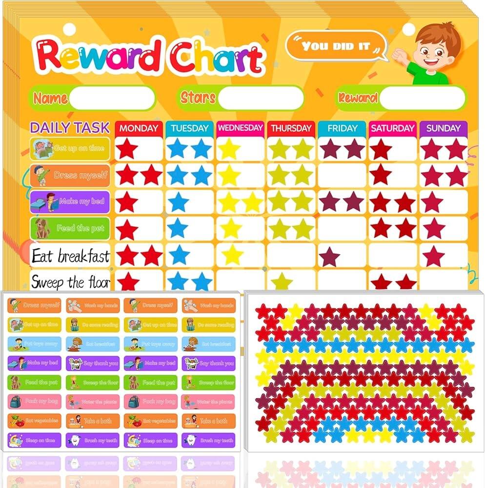 WurodBiza Behavior Reward System 20 Reward Charts For Kids With 320 Chore Stickers 2340 Stars Incentive Good Kids Chore Chart For Adding Motivation Good Habits Buy Online At