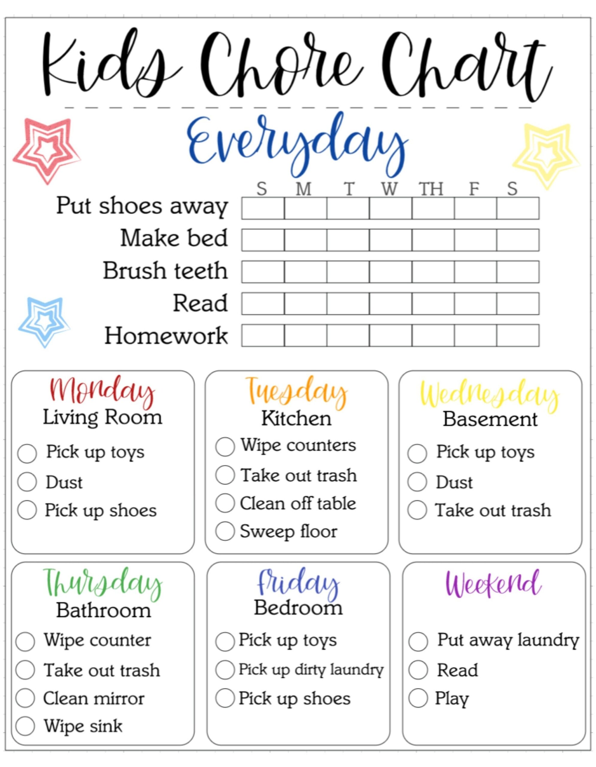 Younger Kids Chore Chart Digital Download Etsy Younger Kids Chore Chart Digital Download Etsy