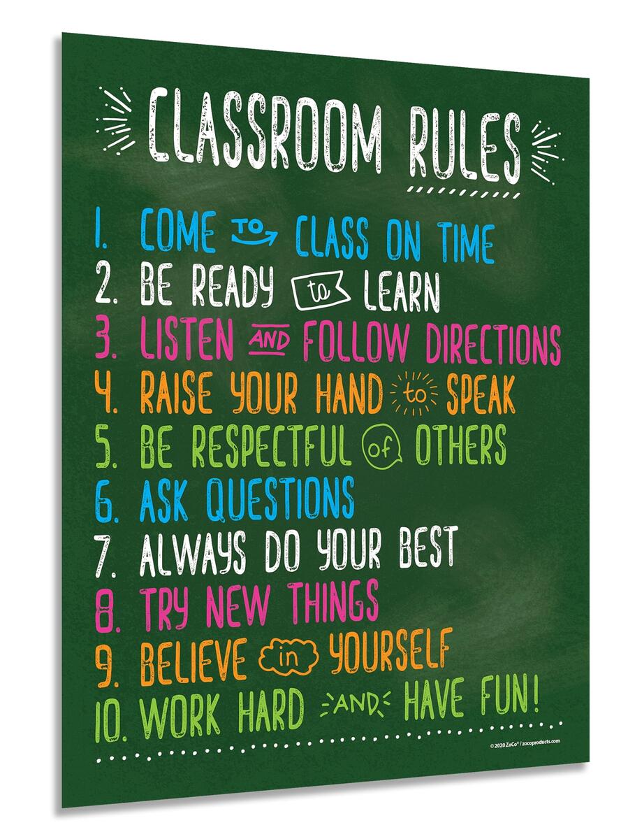 ZOCO Classroom Rules Poster LAMINATED 17x22 Inches Class Expectations M EBay