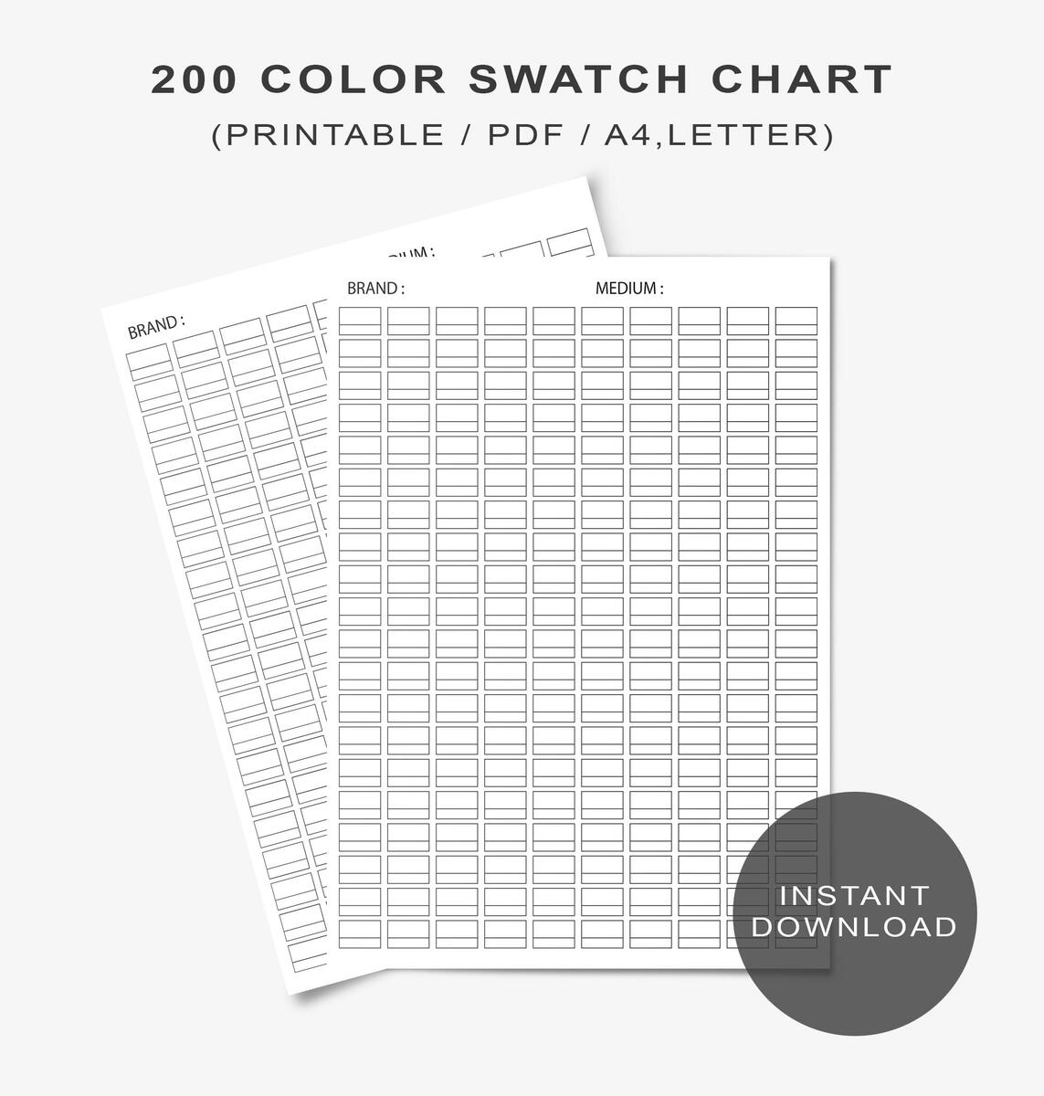 200 Color Swatch Chart Printable PDF Color Swatch Template For 200 Colors Alcohol Markers Color Pencils Gel Pens Watercolor Pastel Etsy 200 Color Swatch Chart Printable PDF Color Swatch Template For 200 Colors Alcohol Markers Color Pencils Gel Pens Watercolor Pastel Etsy